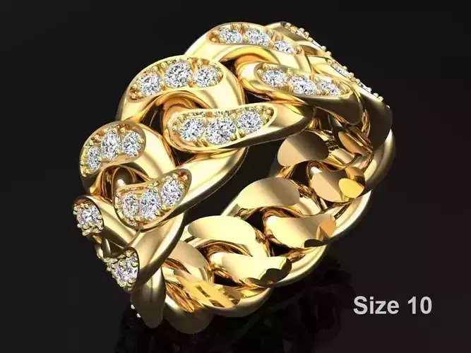 Chain ring - Miami Cuban ring - Link ring - Size 10 3D print model Chain ring - Miami Cuban ring - Link ring - Size 10 3D print model