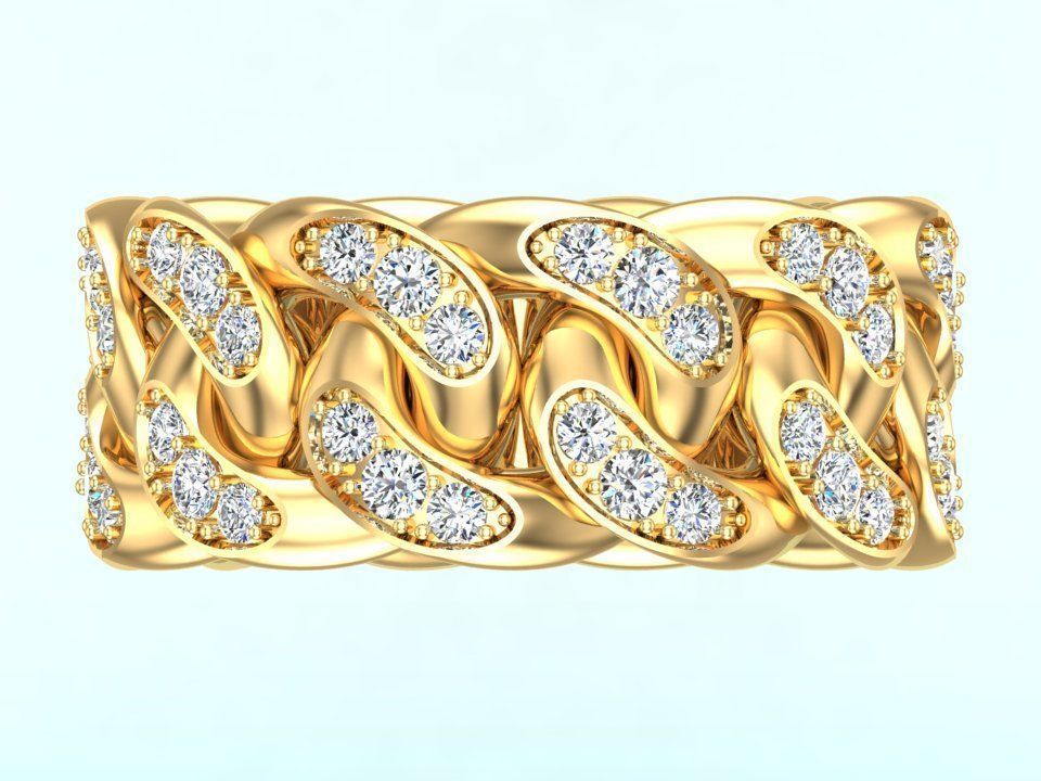 Chain ring - Miami Cuban ring - Link ring - Size 10 3D print model_7