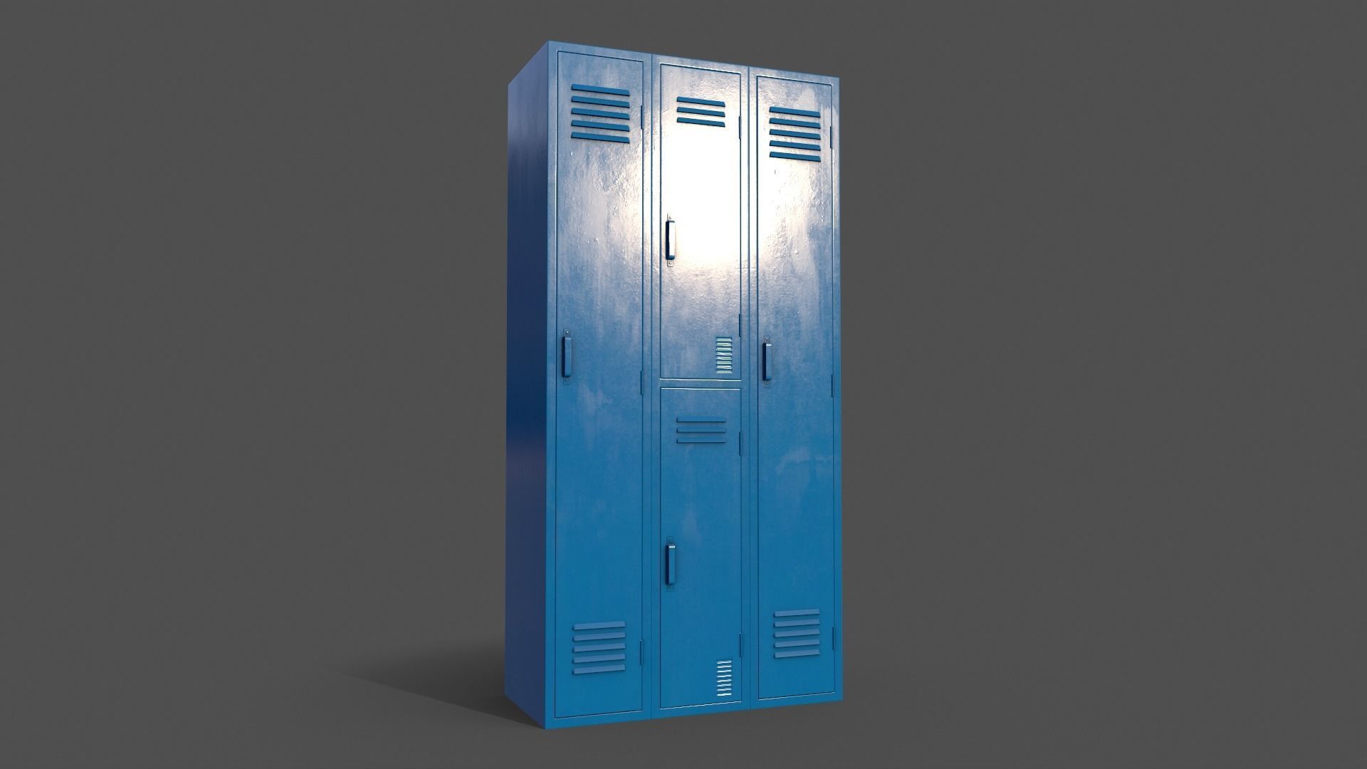 PBR School Gym Locker 04 - Blue Light Low-poly 3D model_12