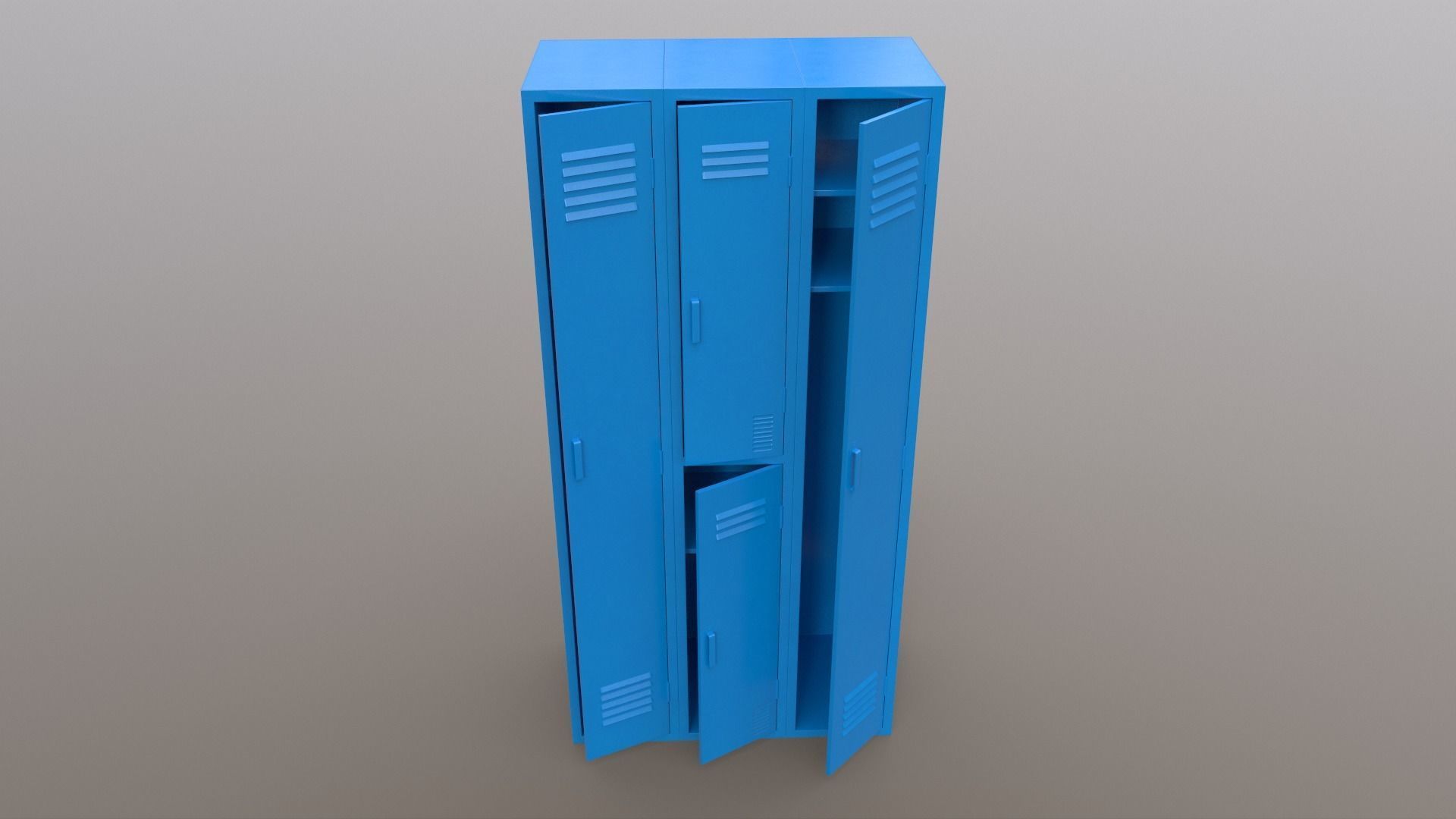 PBR School Gym Locker 04 - Blue Light Low-poly 3D model_3