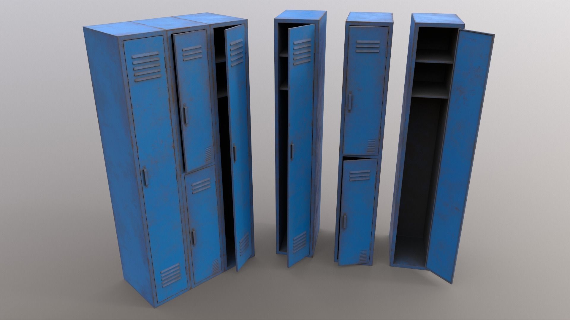 PBR School Gym Locker 04 - Blue Light Low-poly 3D model_9