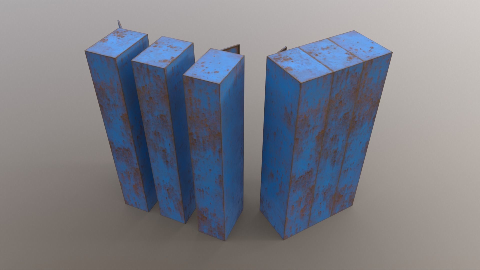 PBR School Gym Locker 04 - Blue Light Low-poly 3D model_11