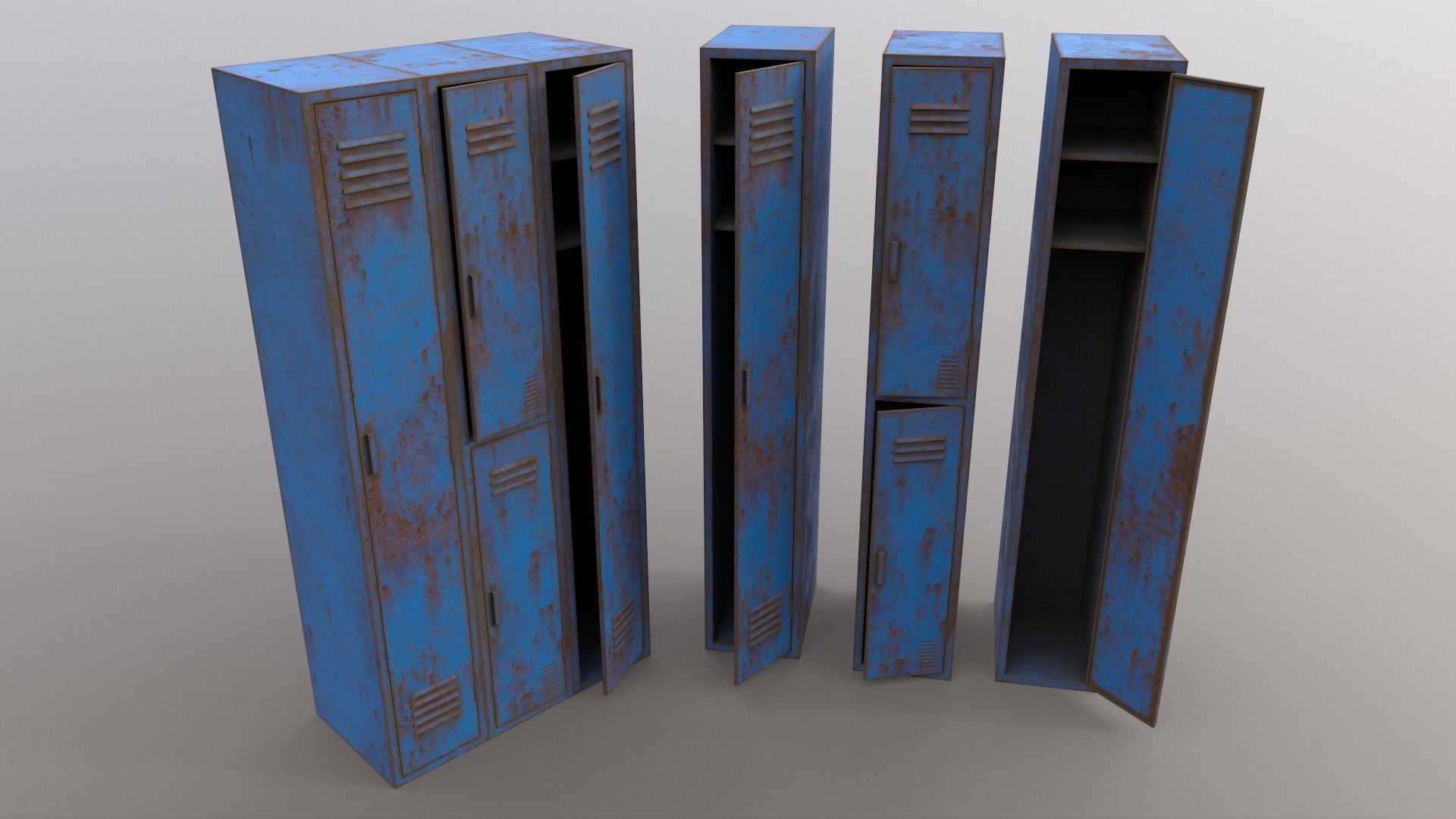 PBR School Gym Locker 04 - Blue Light Low-poly 3D model_10