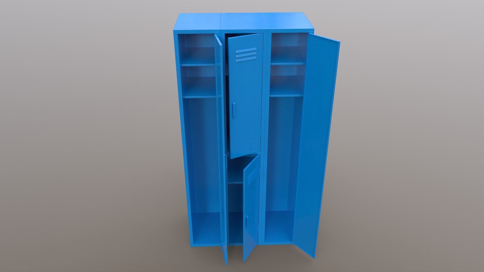 PBR School Gym Locker 04 - Blue Light Low-poly 3D model_4
