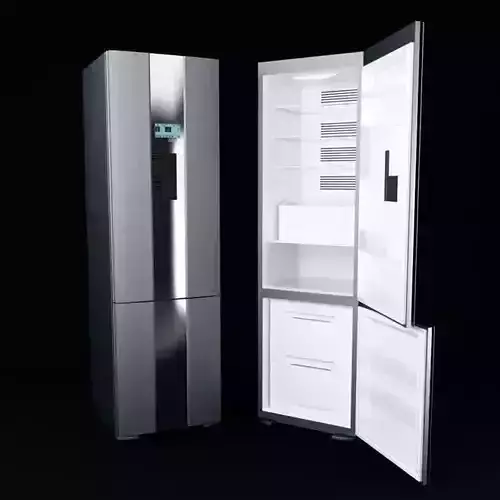 Silver Modern Refrigerator 3D model