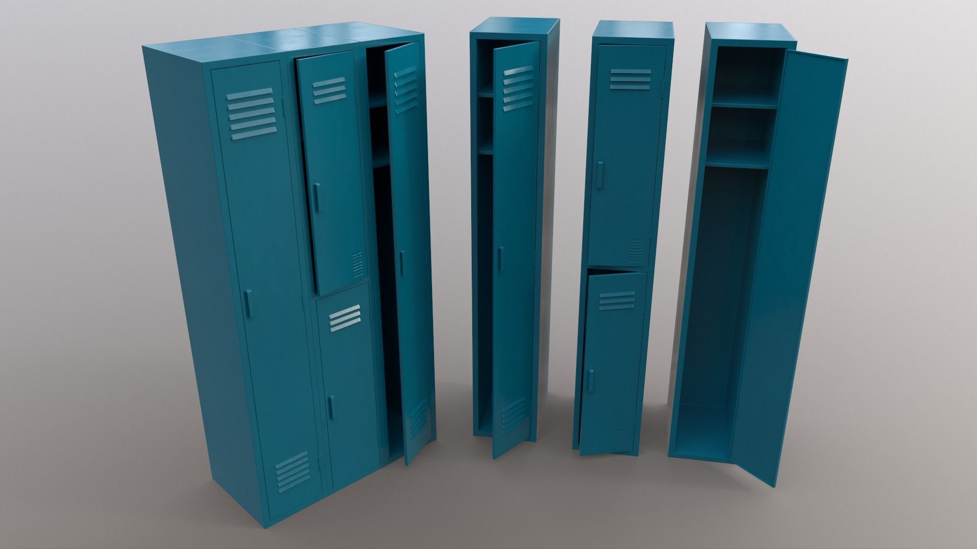 PBR School Gym Locker 04 - Blue Sea Low-poly 3D model_8