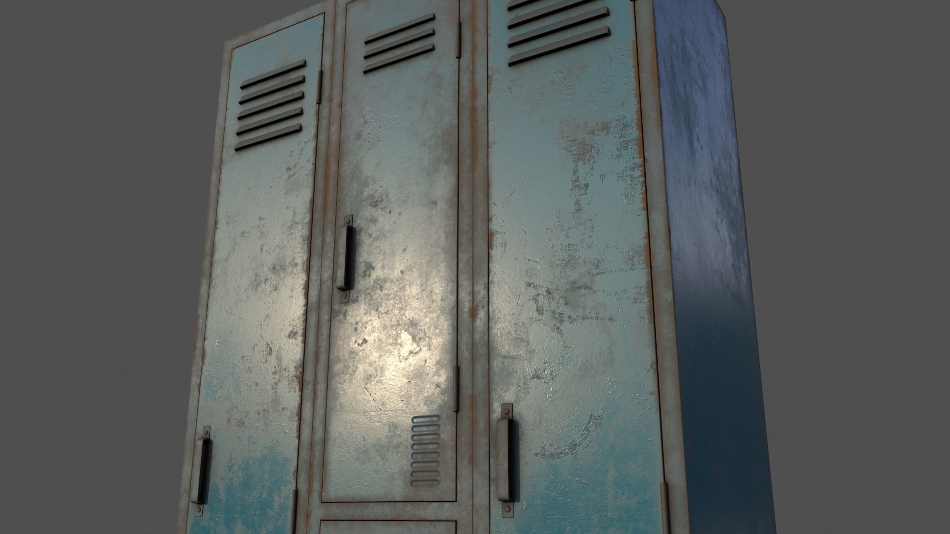 PBR School Gym Locker 04 - Blue Sea Low-poly 3D model_19