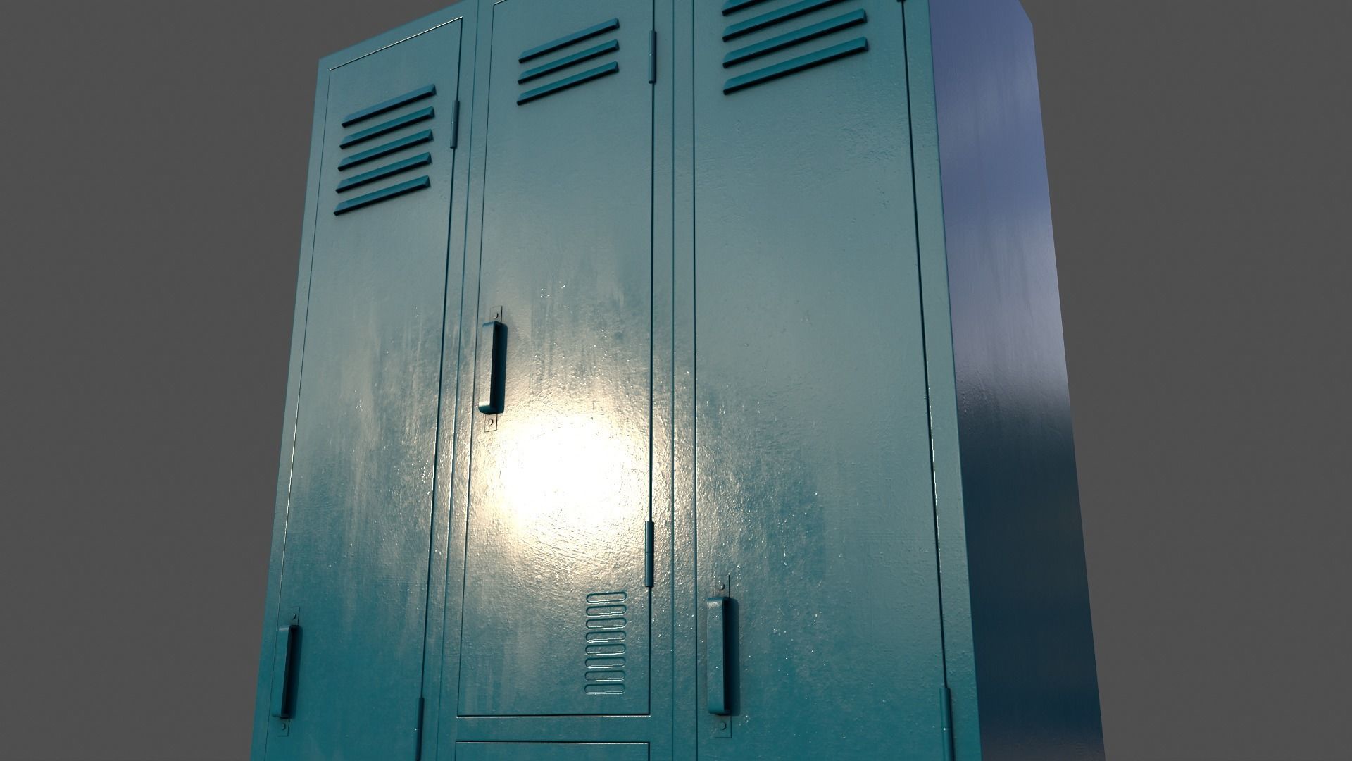 PBR School Gym Locker 04 - Blue Sea Low-poly 3D model_18