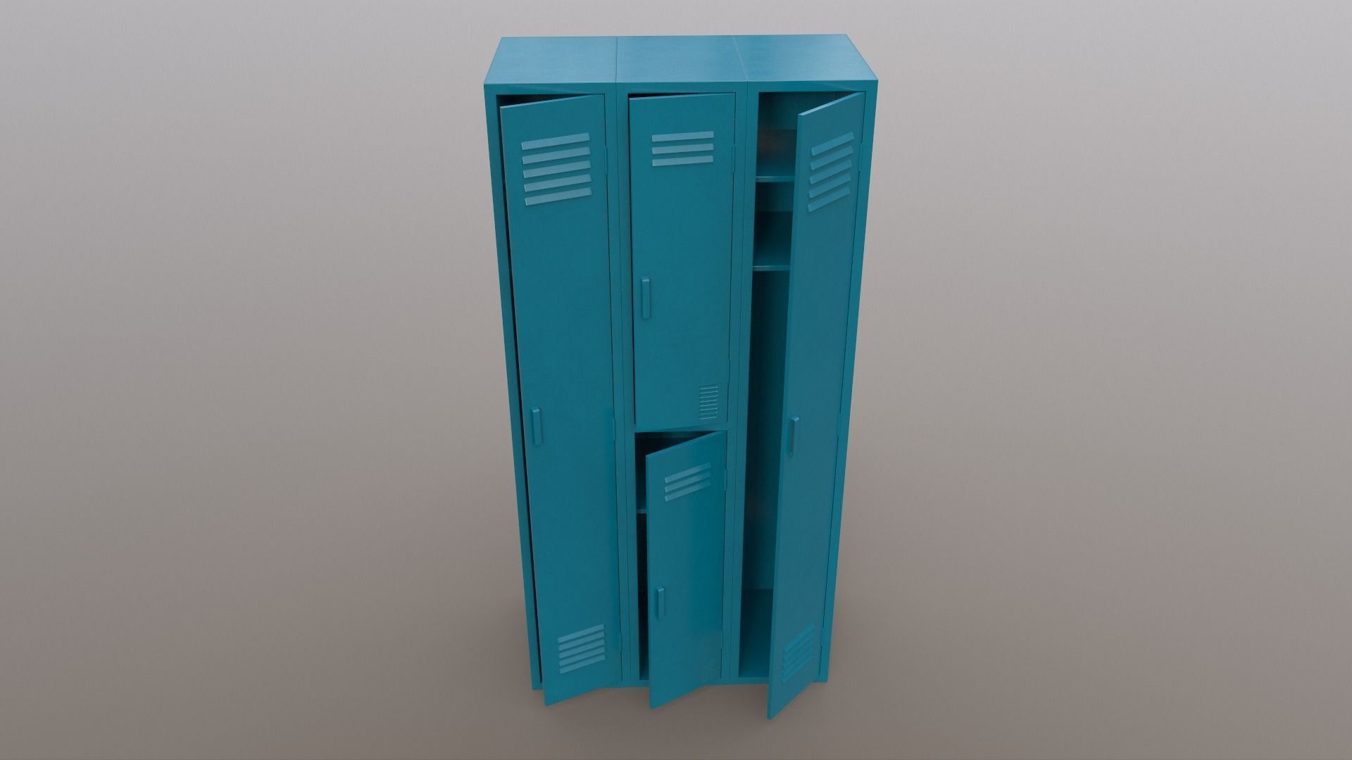 PBR School Gym Locker 04 - Blue Sea Low-poly 3D model_3