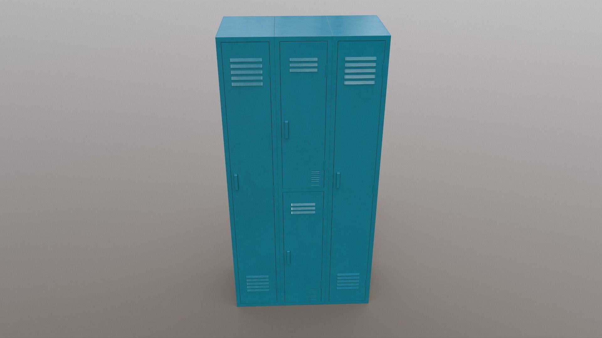 PBR School Gym Locker 04 - Blue Sea Low-poly 3D model_2