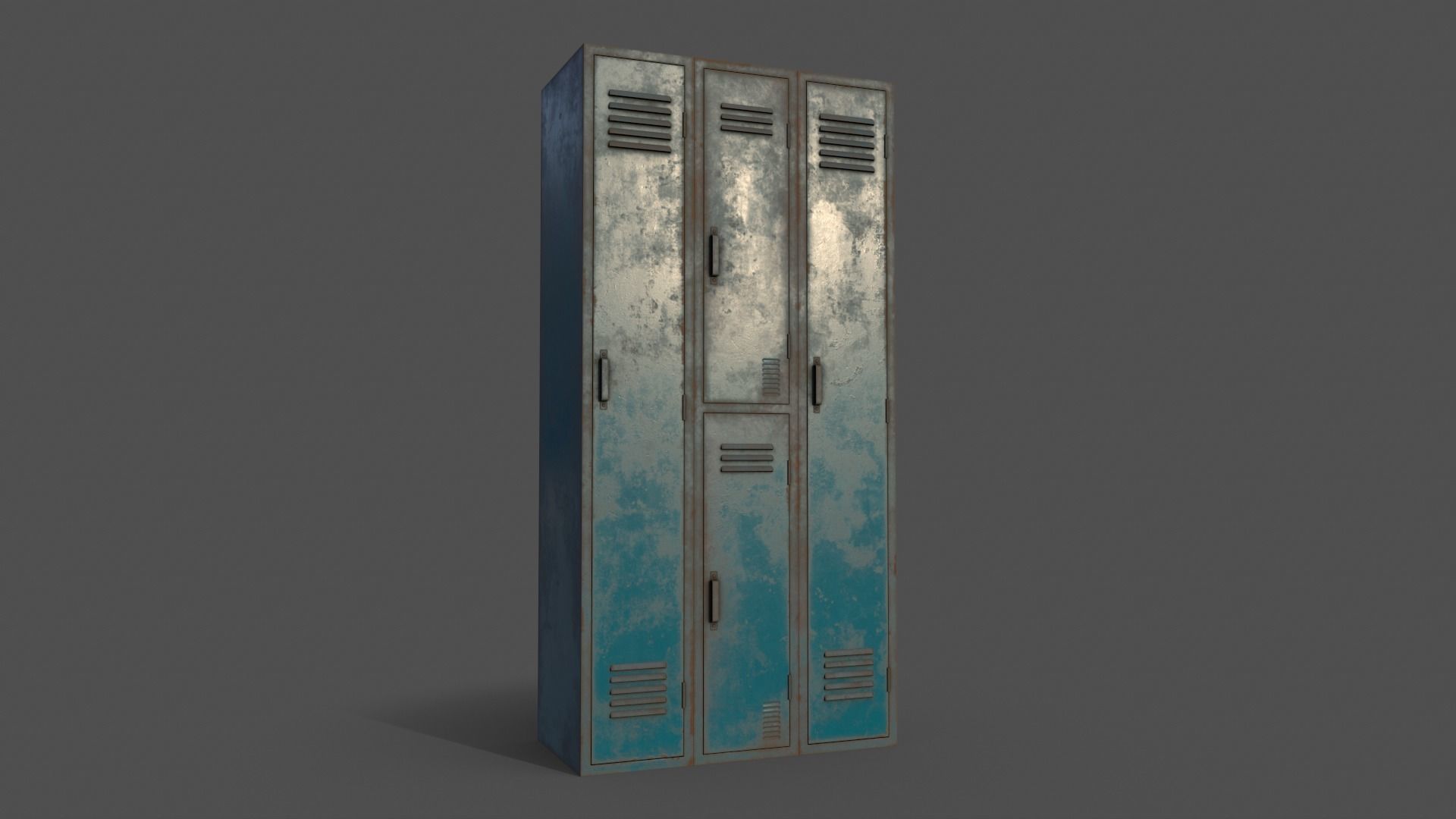 PBR School Gym Locker 04 - Blue Sea Low-poly 3D model_13