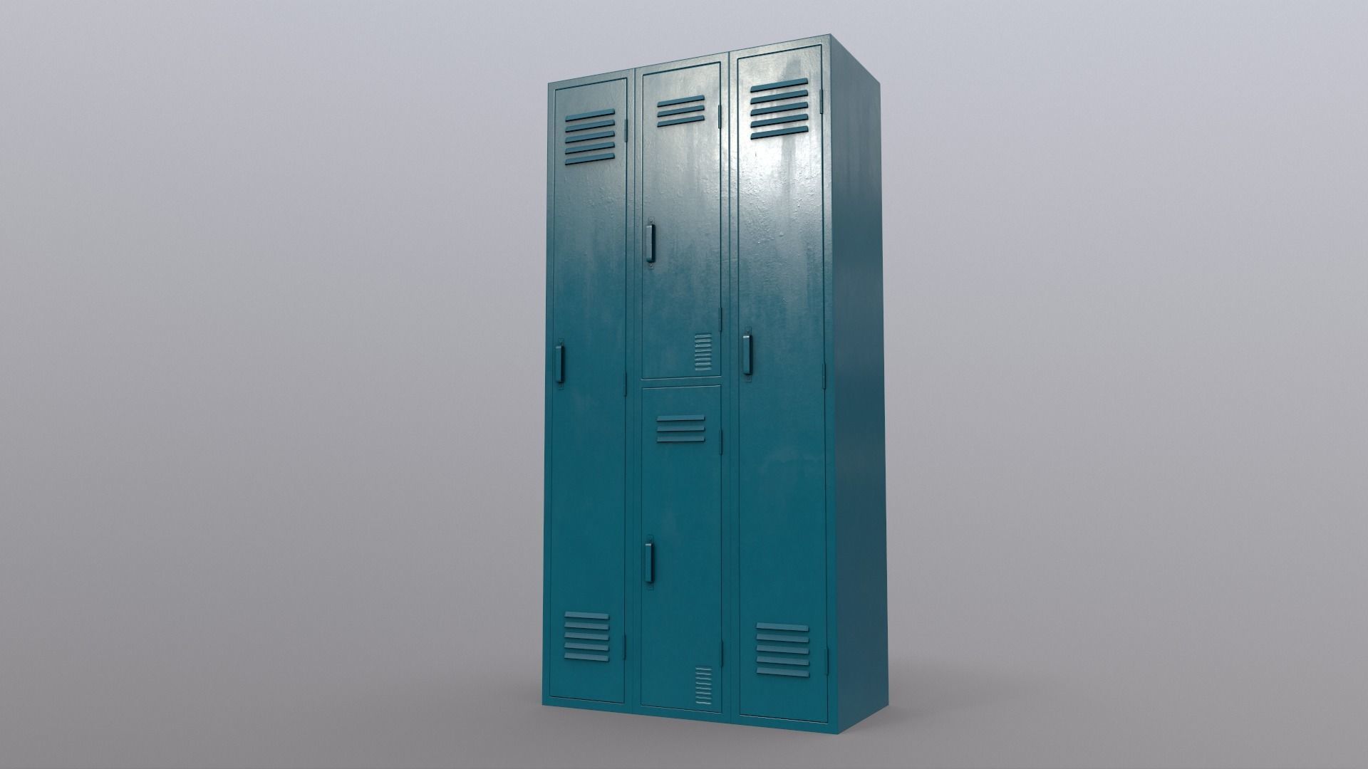 PBR School Gym Locker 04 - Blue Sea Low-poly 3D model_15