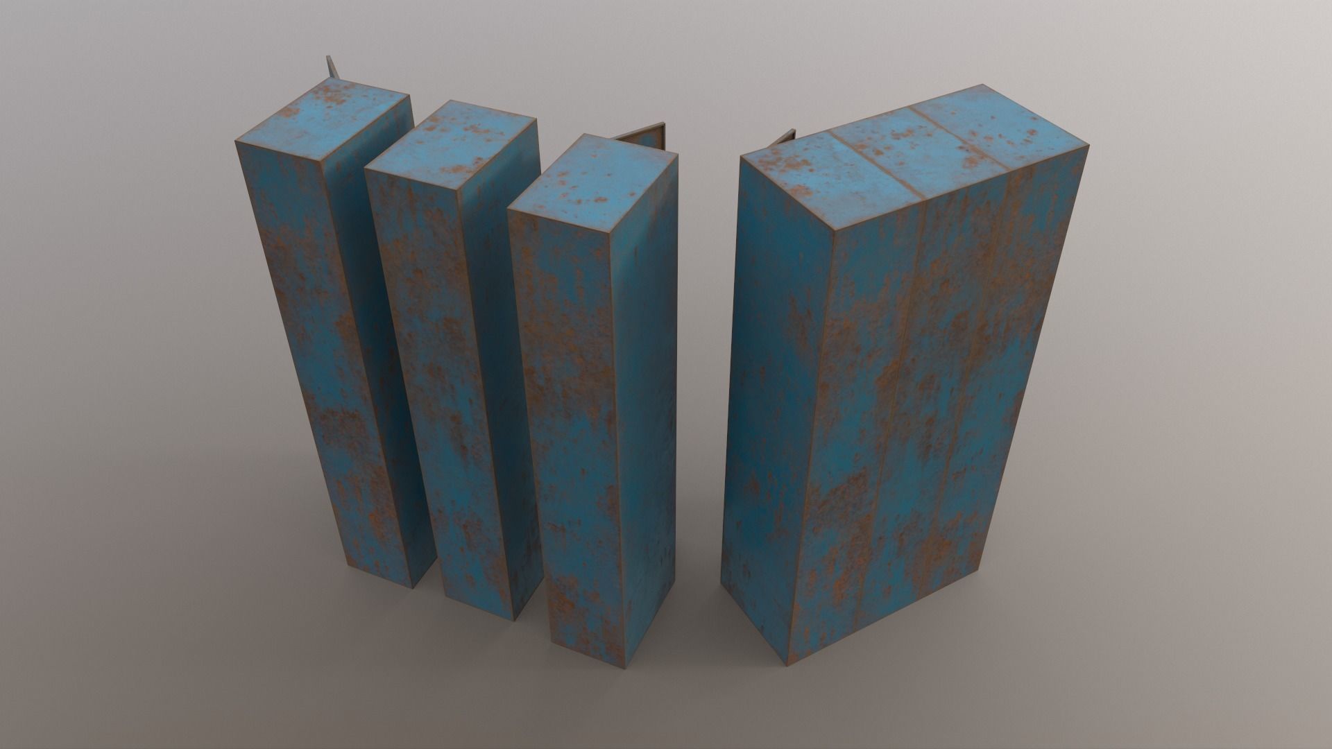 PBR School Gym Locker 04 - Blue Sea Low-poly 3D model_11