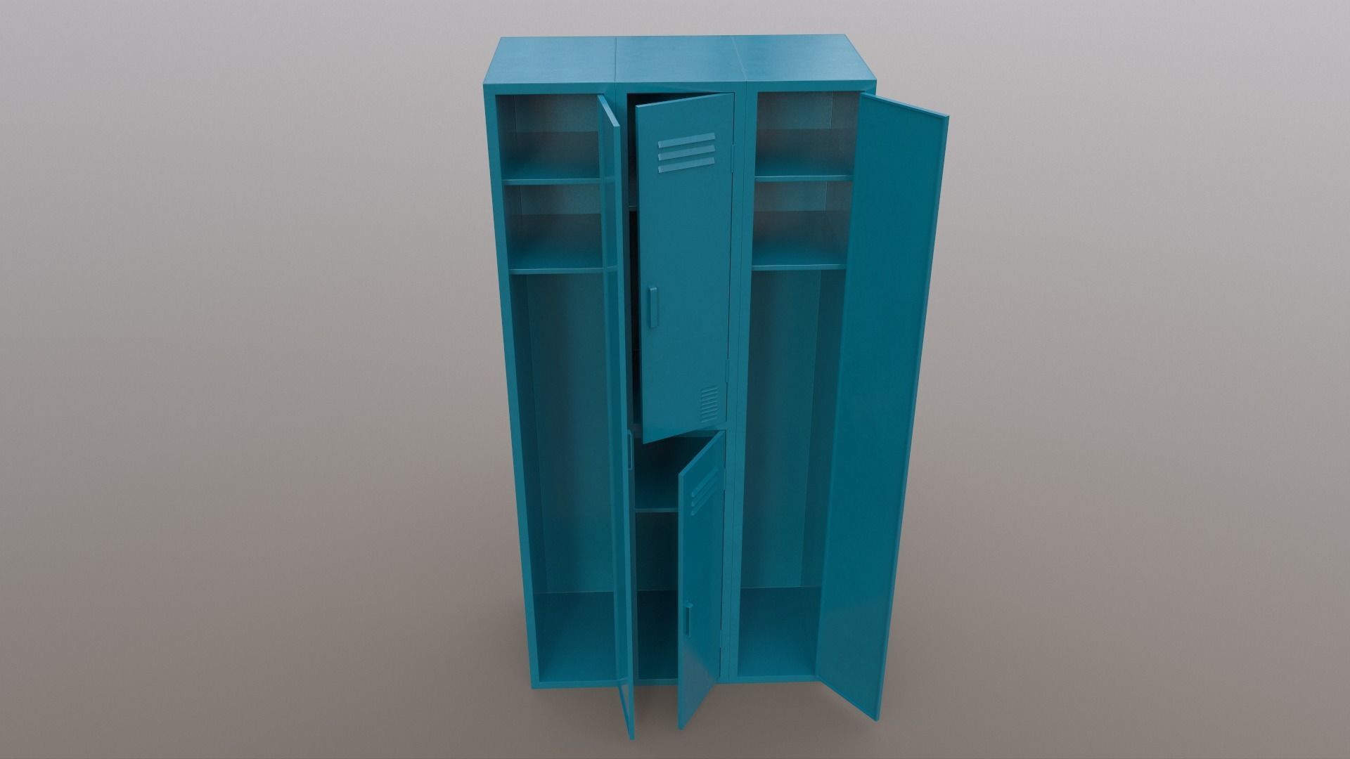 PBR School Gym Locker 04 - Blue Sea Low-poly 3D model_4