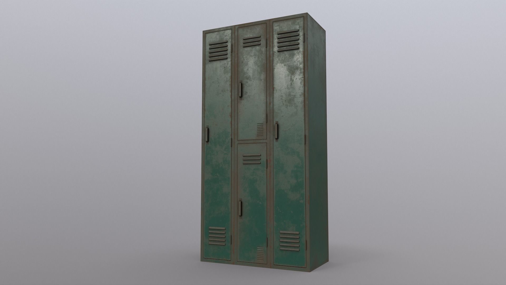 PBR School Gym Locker 04 - Green Dark Low-poly 3D model_16
