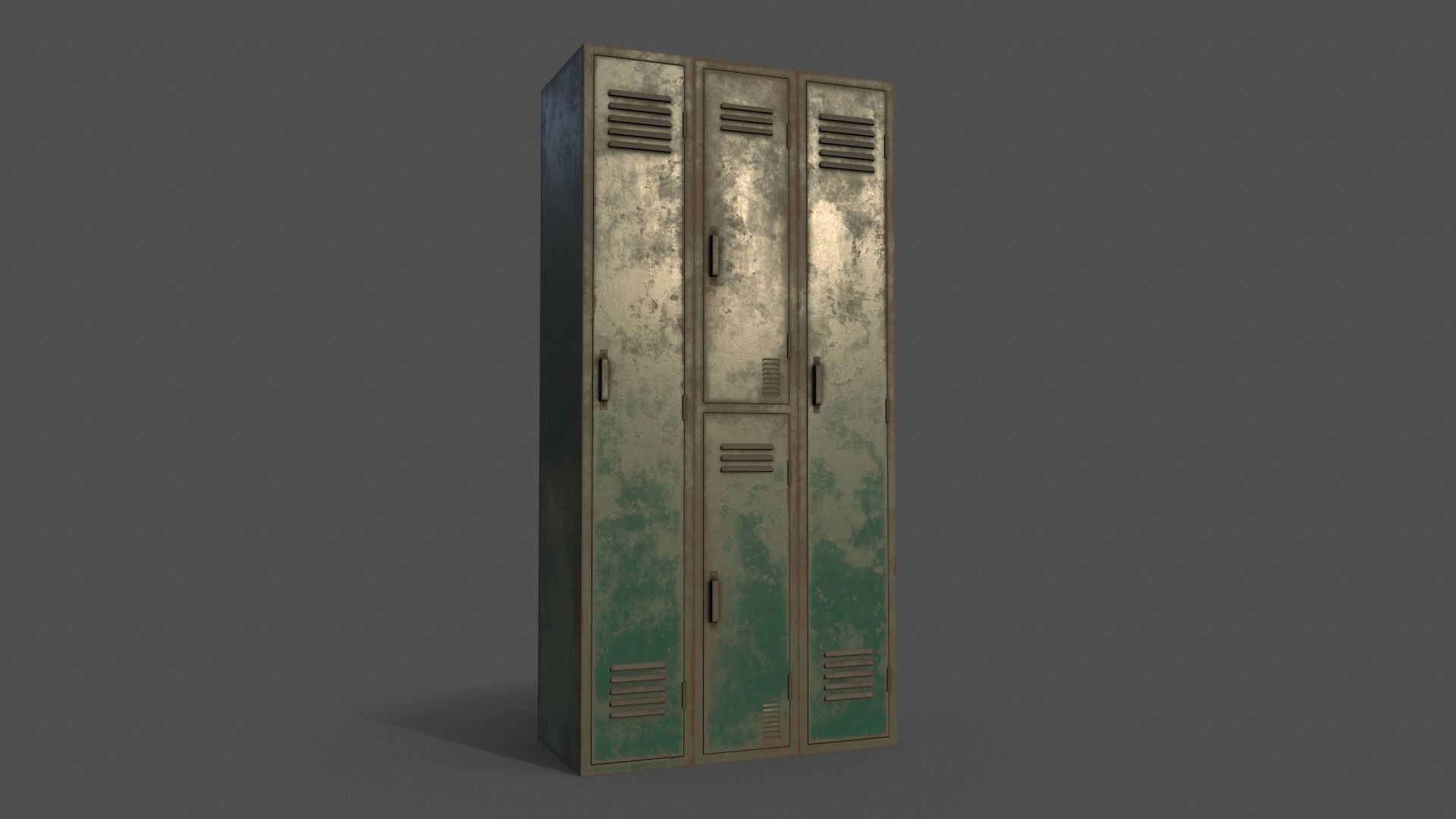 PBR School Gym Locker 04 - Green Dark Low-poly 3D model_13