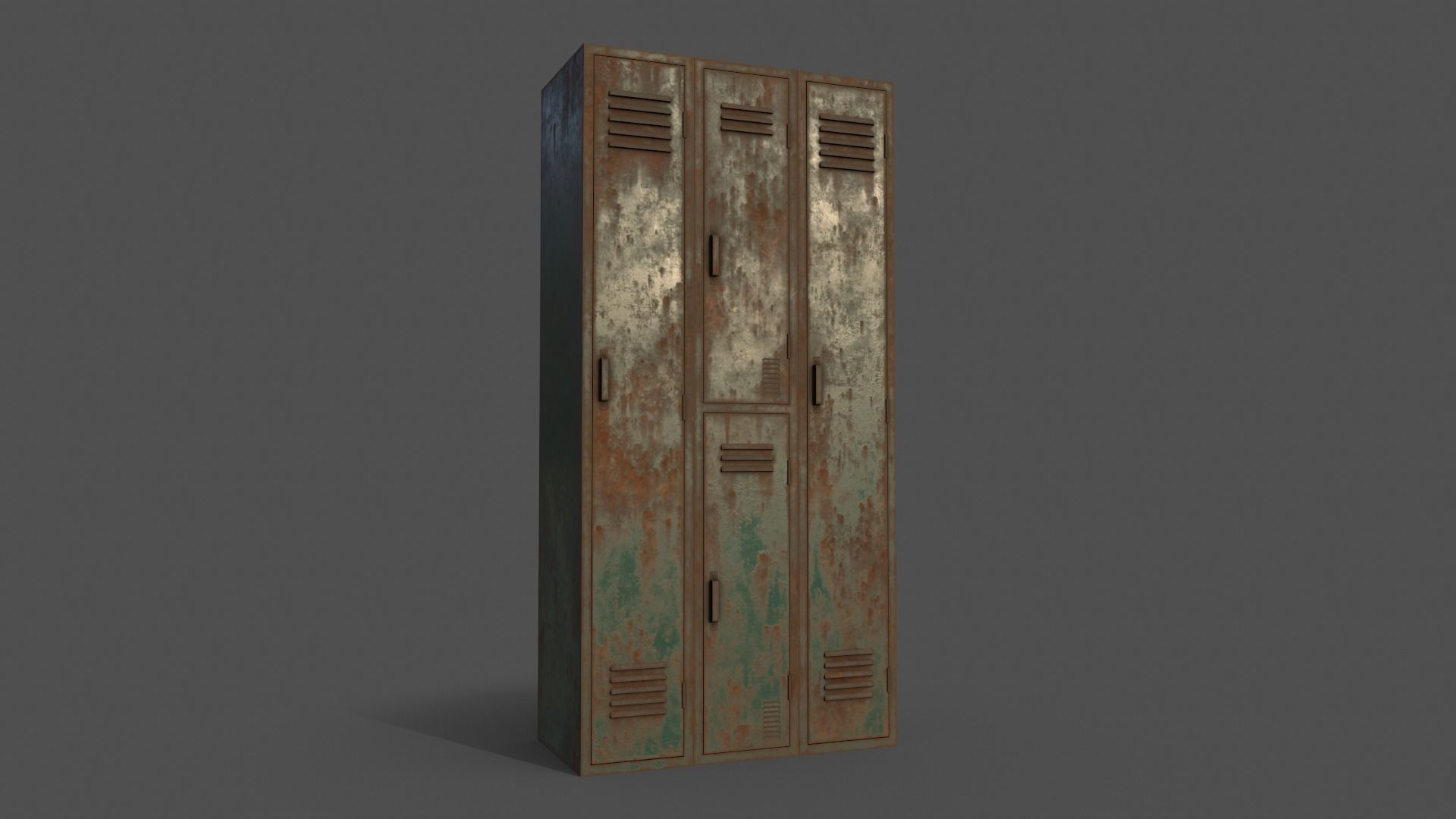 PBR School Gym Locker 04 - Green Dark Low-poly 3D model_14