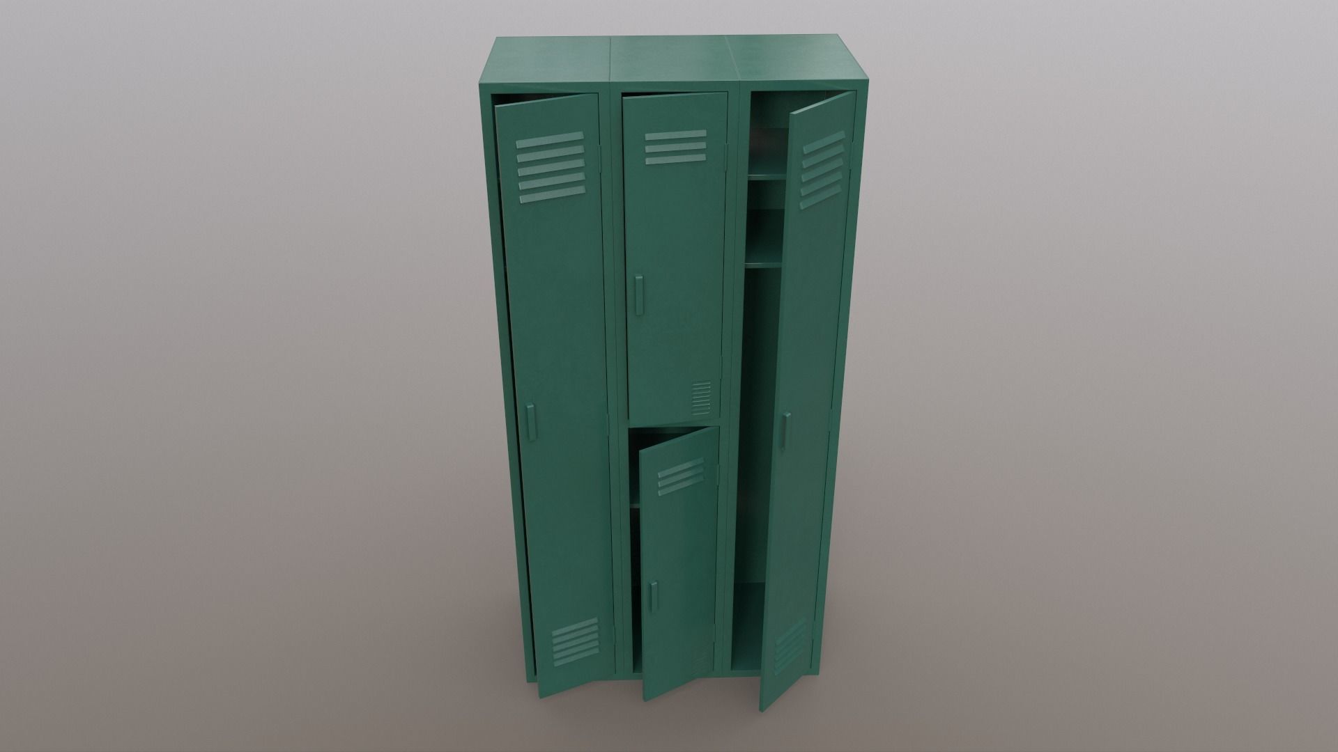 PBR School Gym Locker 04 - Green Dark Low-poly 3D model_3