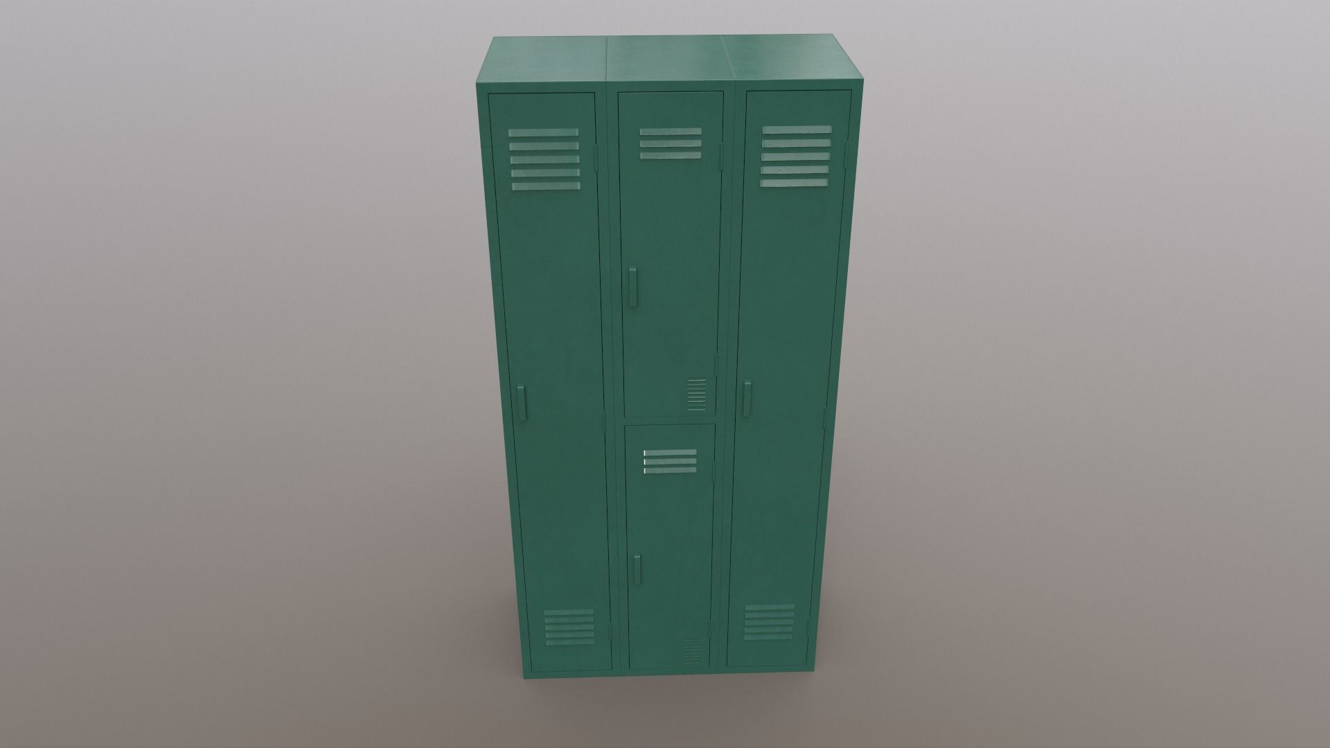 PBR School Gym Locker 04 - Green Dark Low-poly 3D model_2