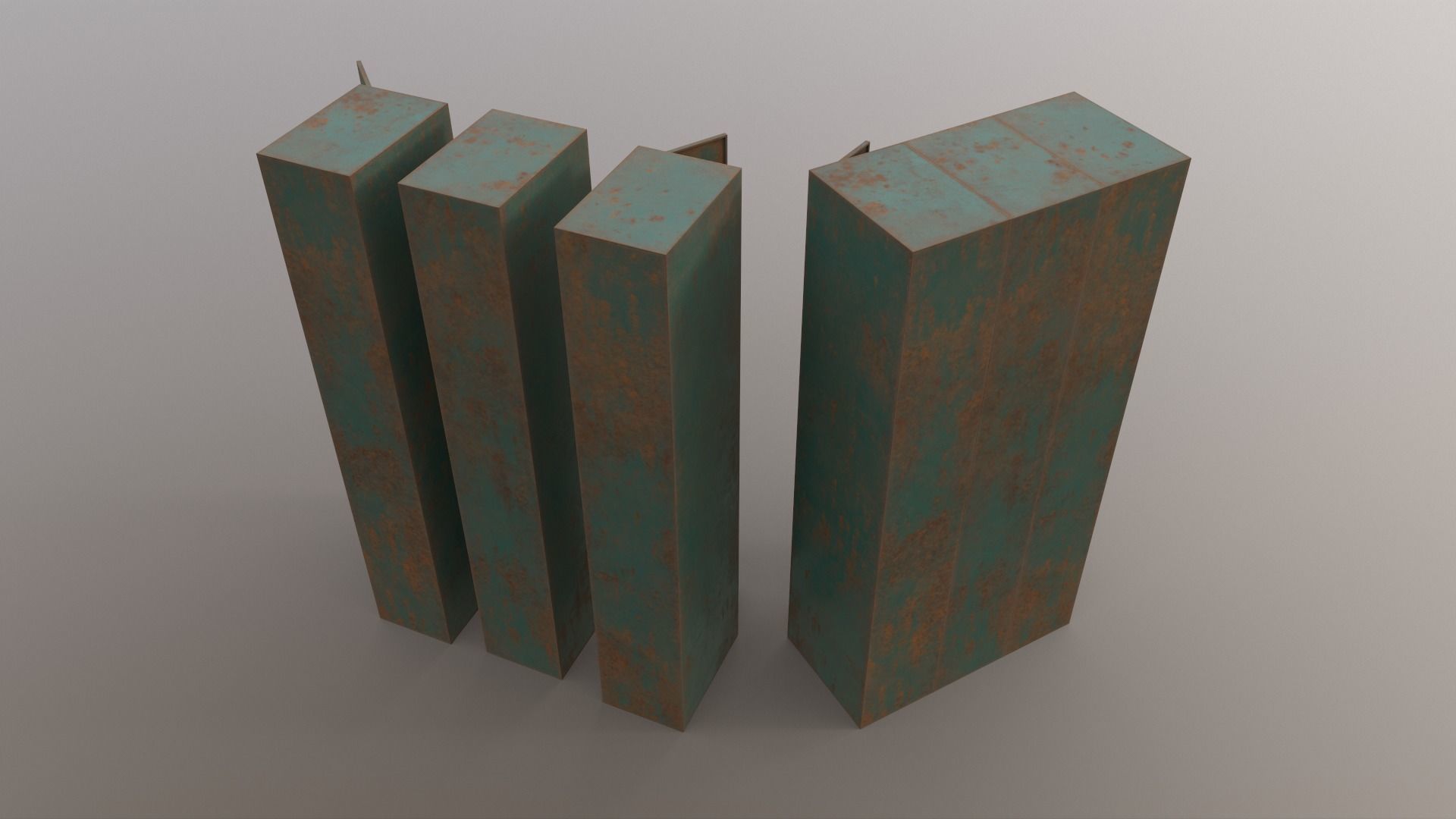 PBR School Gym Locker 04 - Green Dark Low-poly 3D model_11