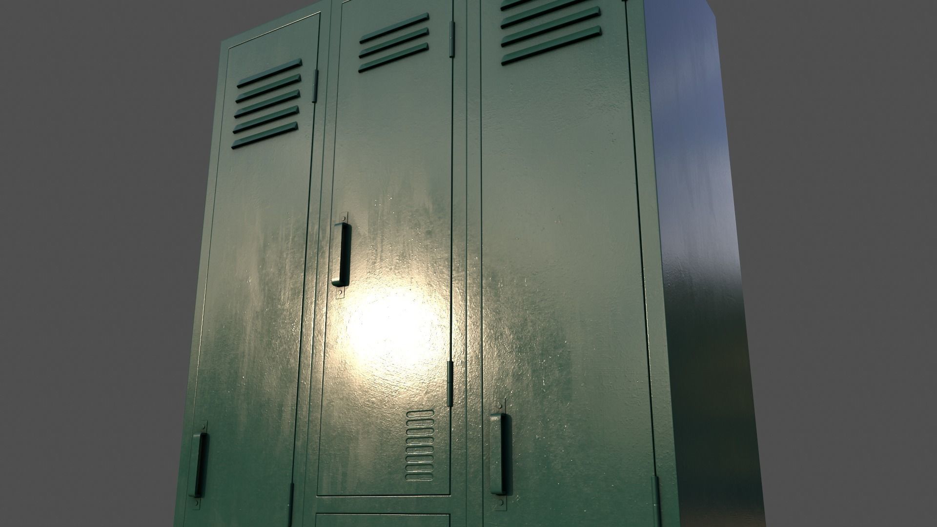 PBR School Gym Locker 04 - Green Dark Low-poly 3D model_18