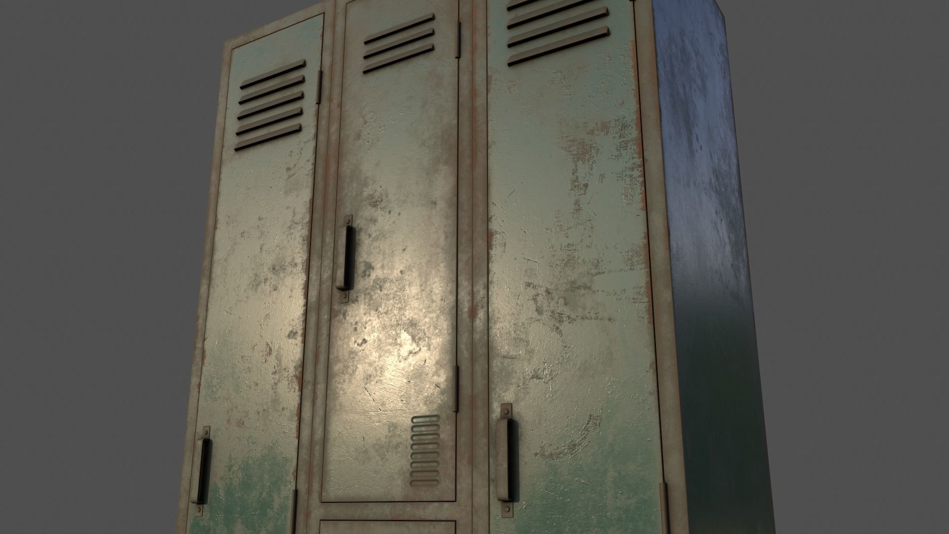 PBR School Gym Locker 04 - Green Dark Low-poly 3D model_19