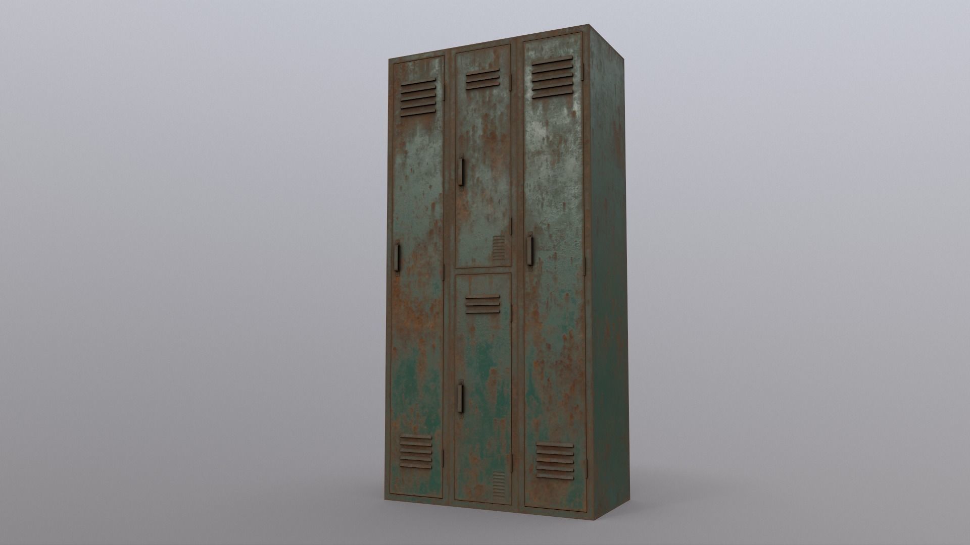 PBR School Gym Locker 04 - Green Dark Low-poly 3D model_17