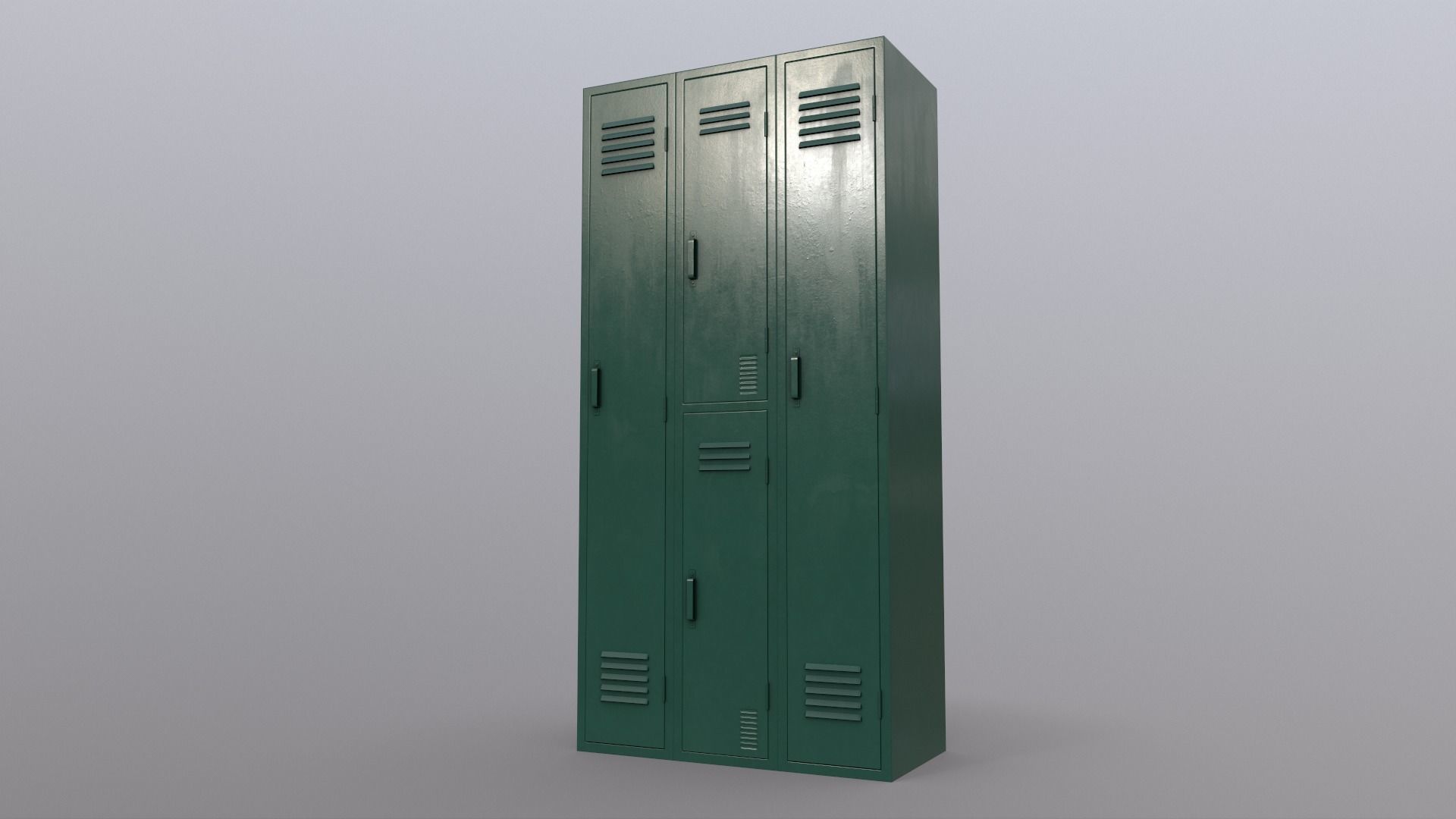 PBR School Gym Locker 04 - Green Dark Low-poly 3D model_15
