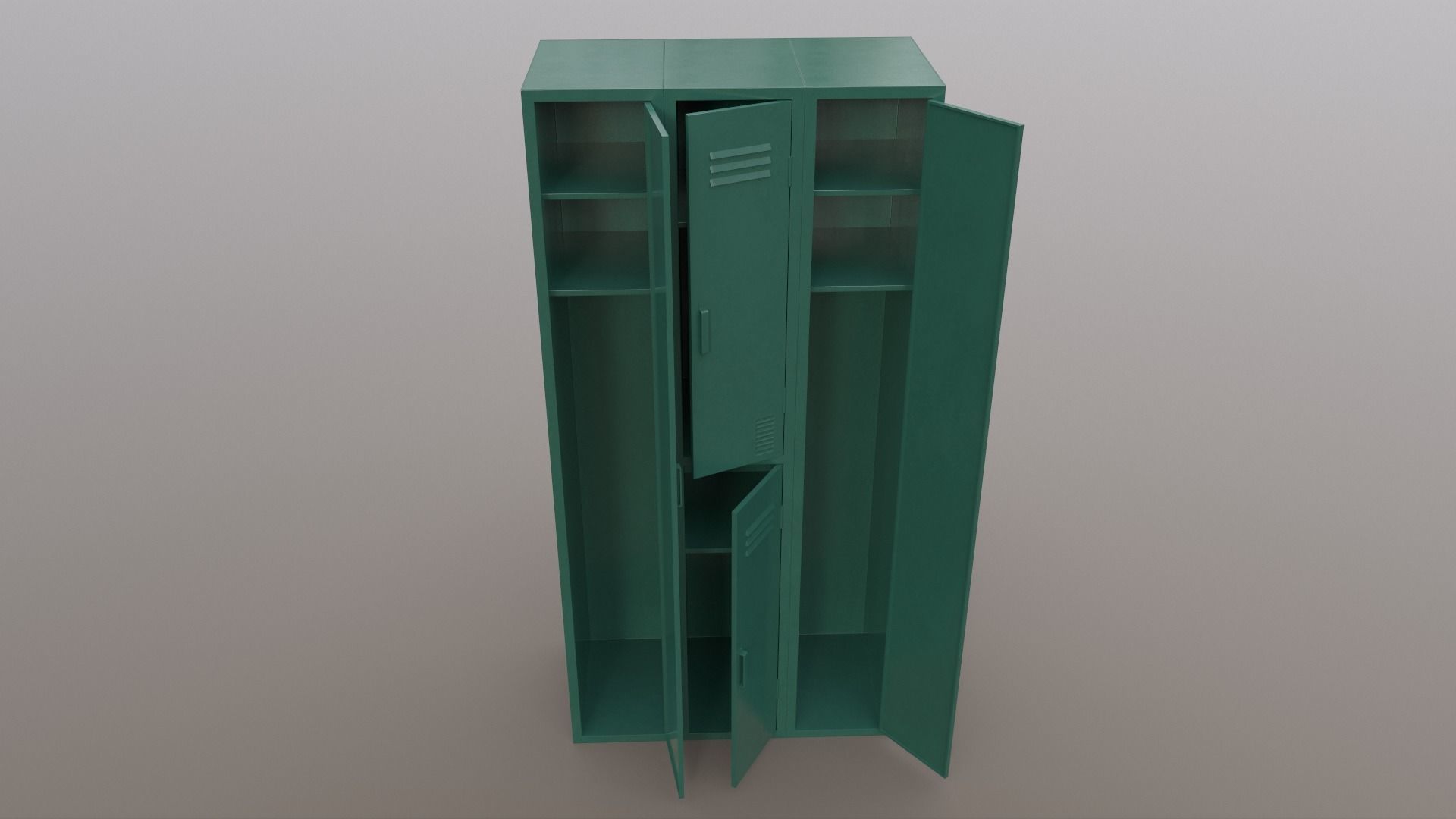 PBR School Gym Locker 04 - Green Dark Low-poly 3D model_4