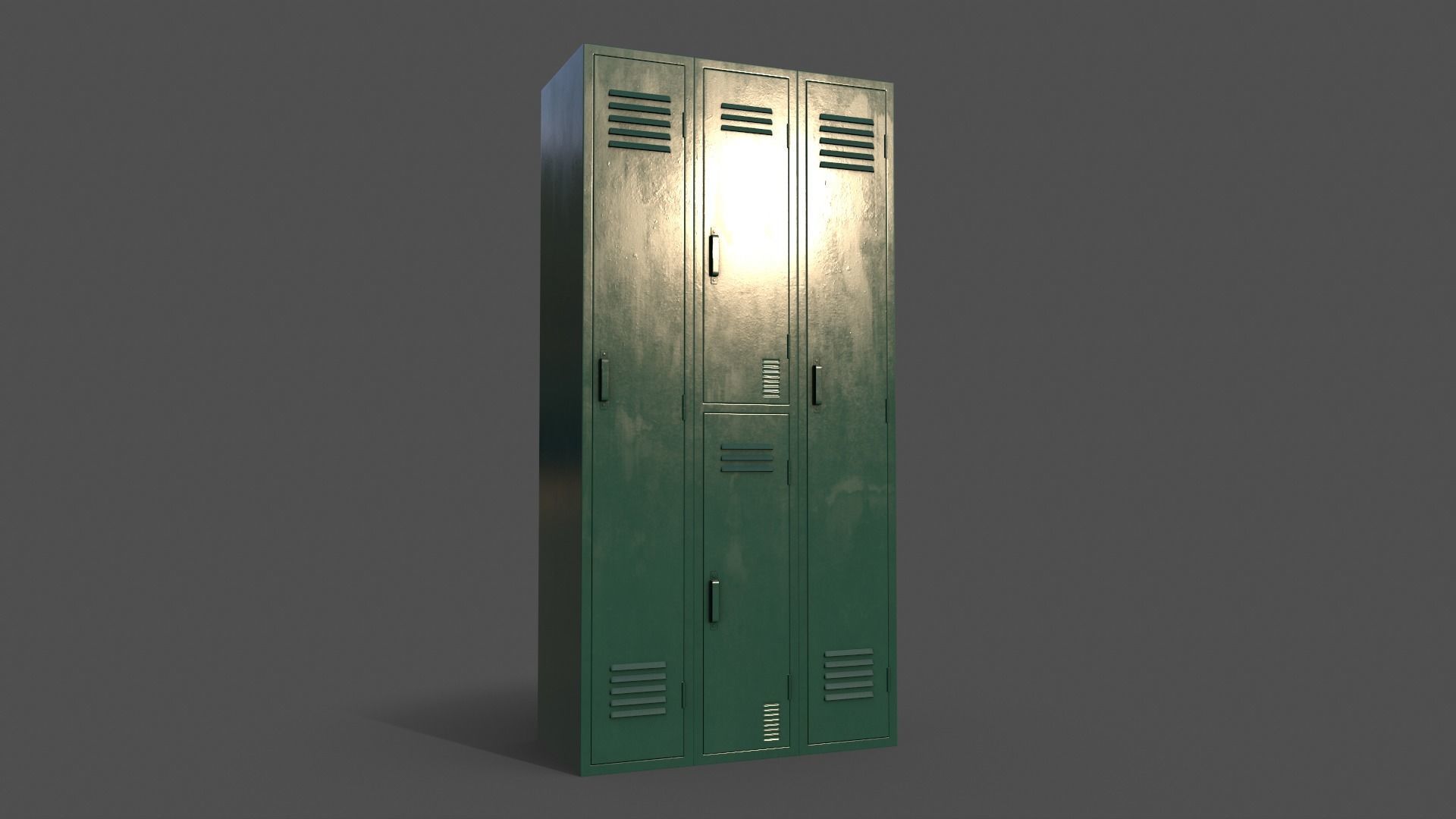 PBR School Gym Locker 04 - Green Dark Low-poly 3D model_12