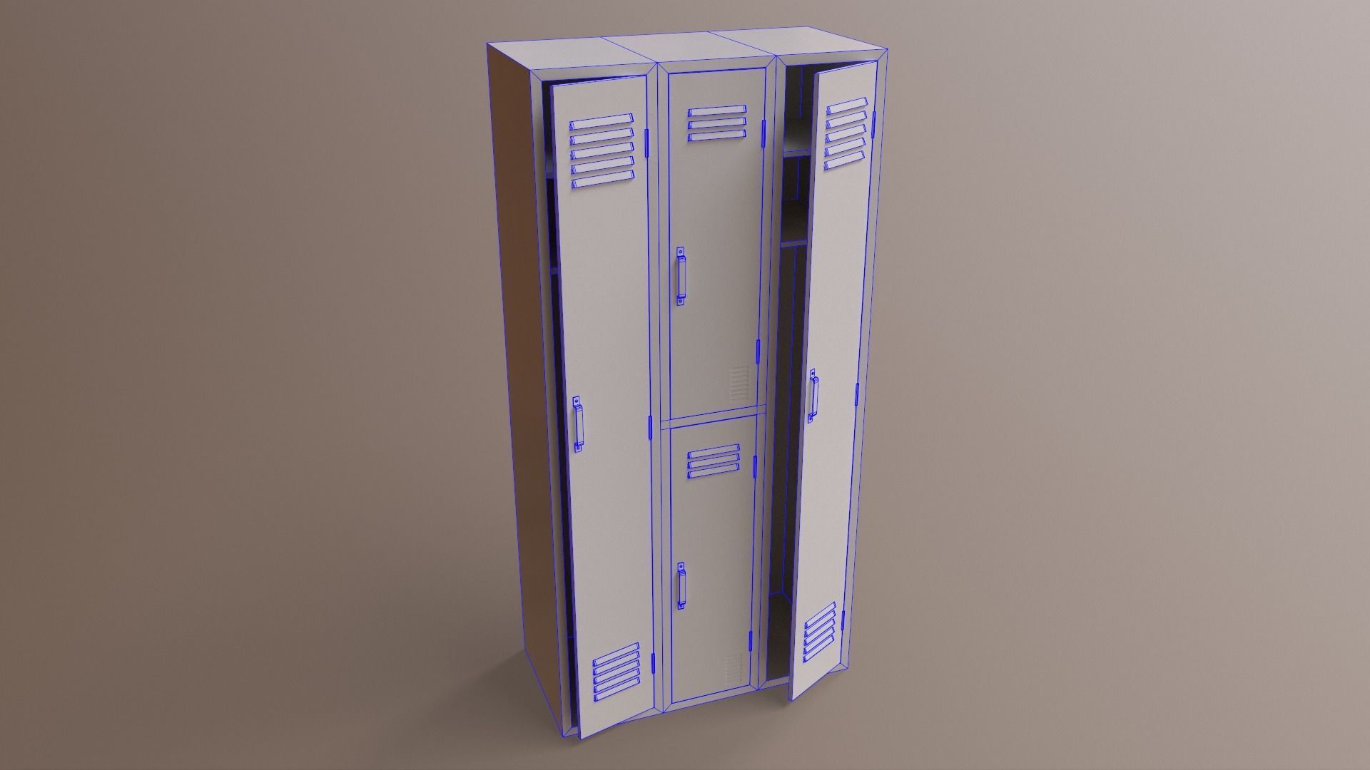 PBR School Gym Locker 04 - Green Dark Low-poly 3D model_25