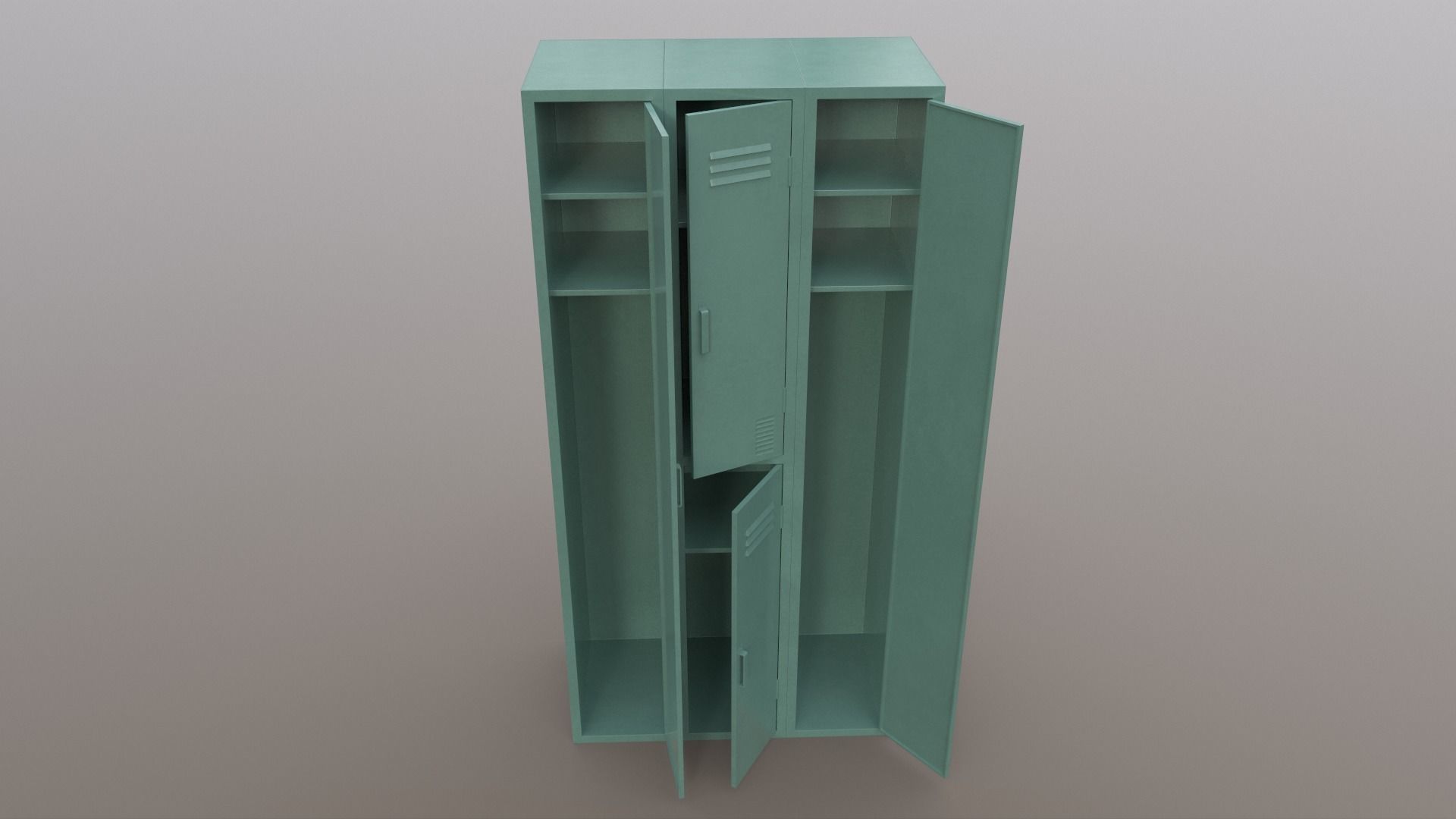 PBR School Gym Locker 04 - Green Light Low-poly 3D model_4