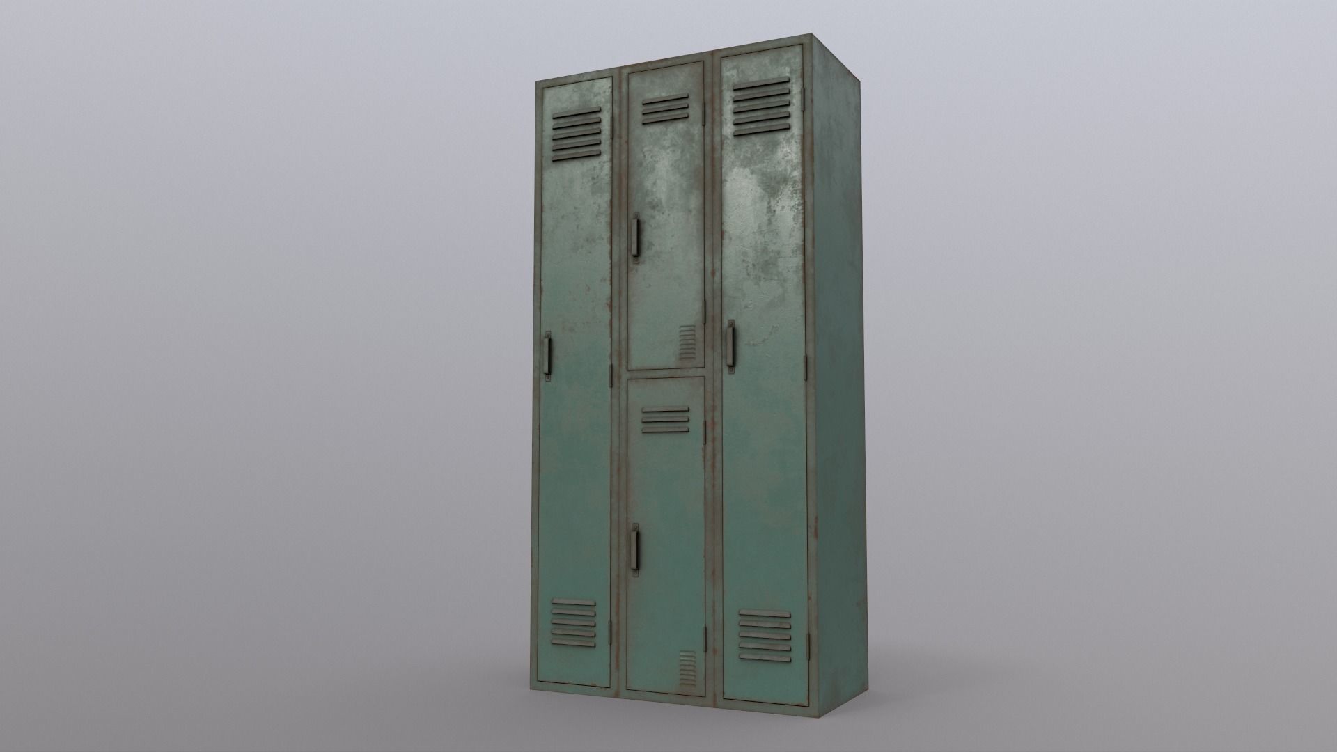 PBR School Gym Locker 04 - Green Light Low-poly 3D model_16