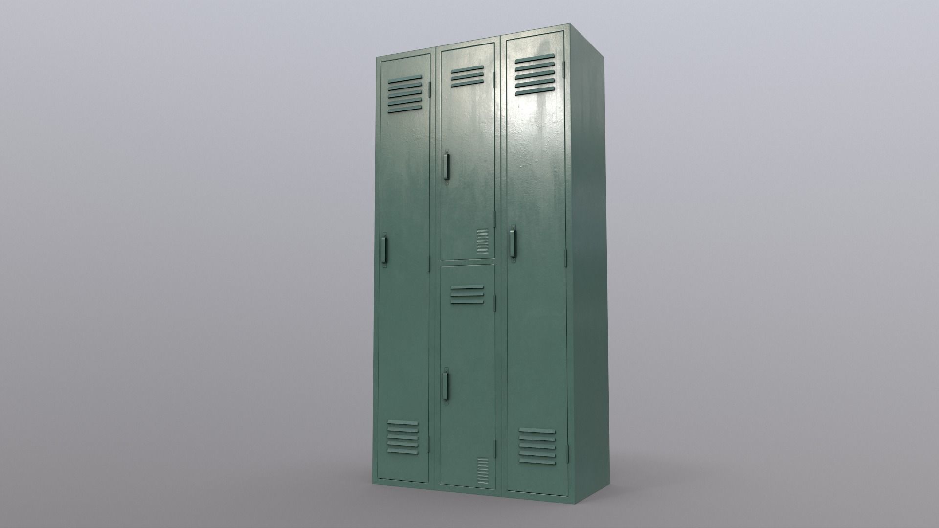 PBR School Gym Locker 04 - Green Light Low-poly 3D model_15