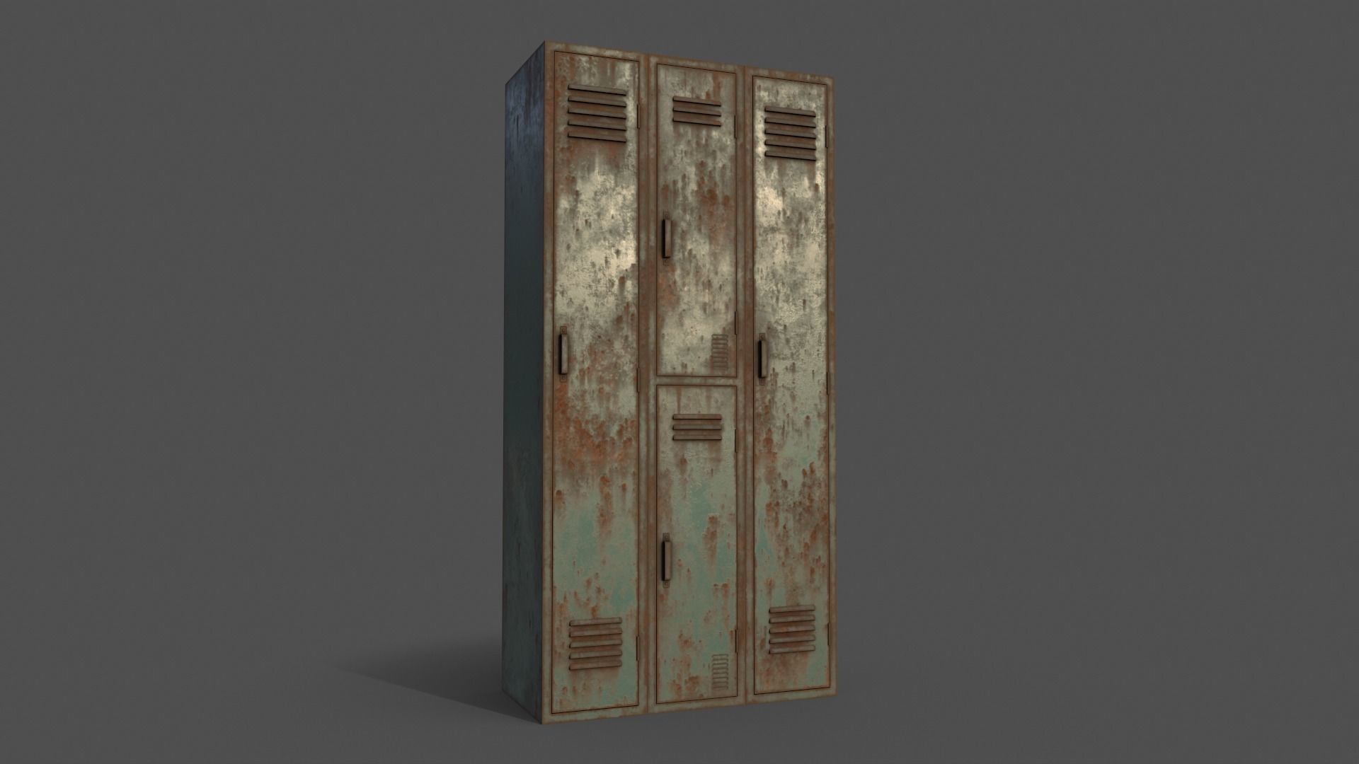 PBR School Gym Locker 04 - Green Light Low-poly 3D model_14