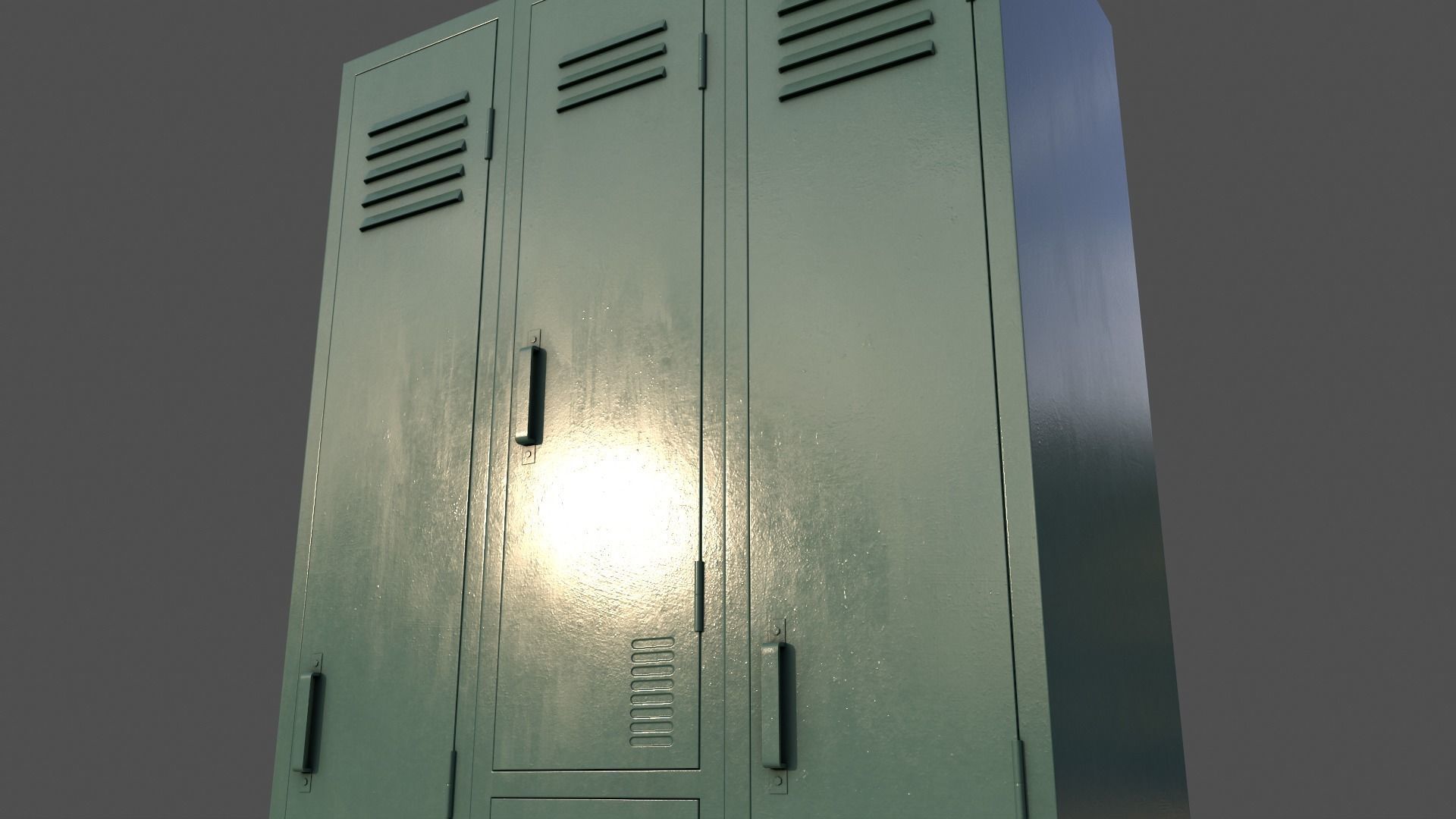PBR School Gym Locker 04 - Green Light Low-poly 3D model_18