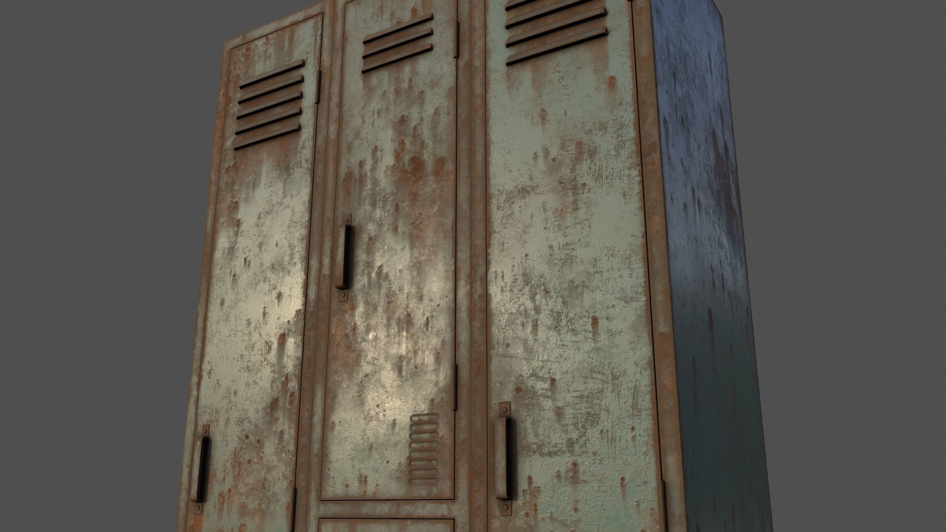 PBR School Gym Locker 04 - Green Light Low-poly 3D model_20