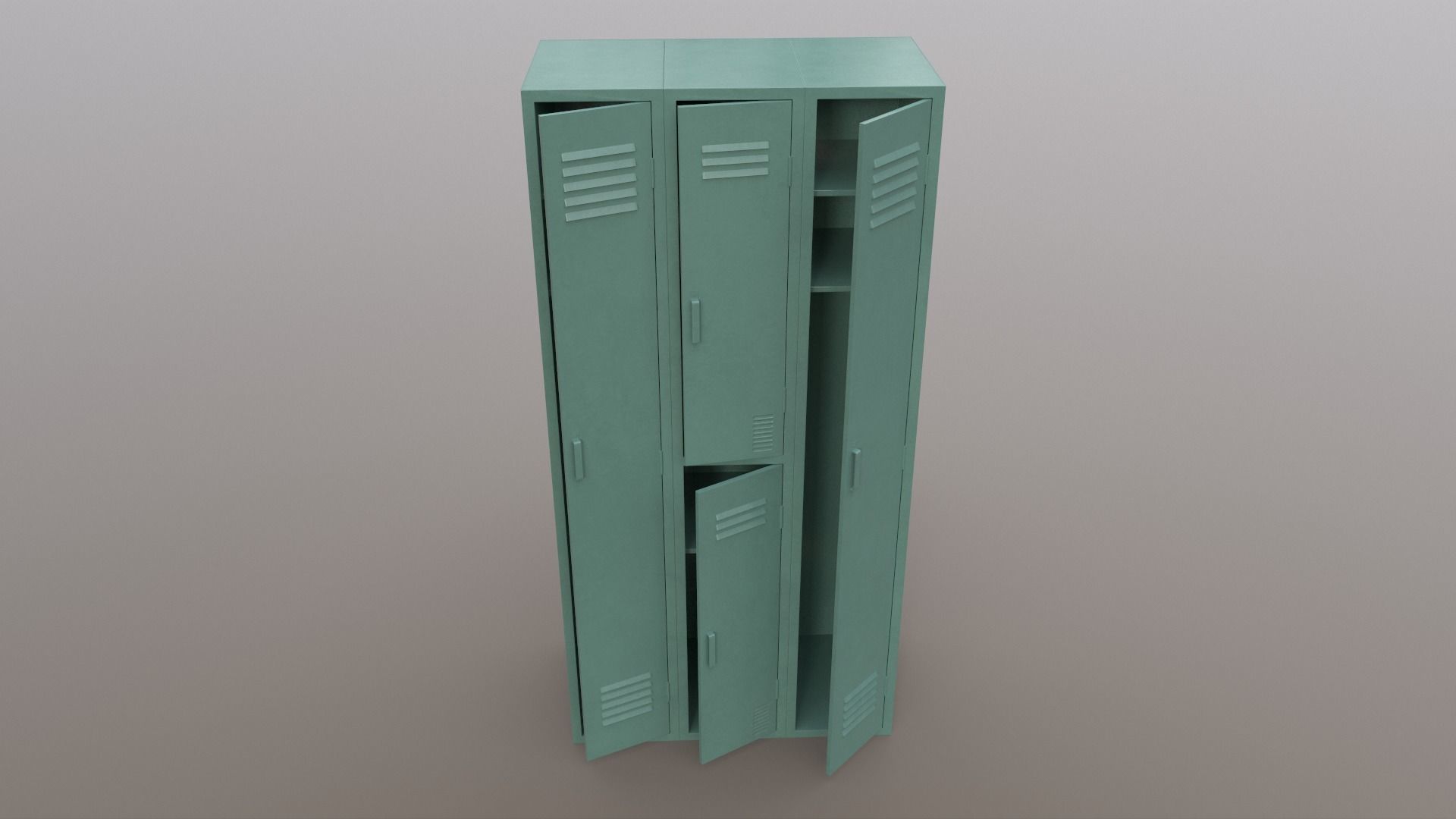 PBR School Gym Locker 04 - Green Light Low-poly 3D model_3