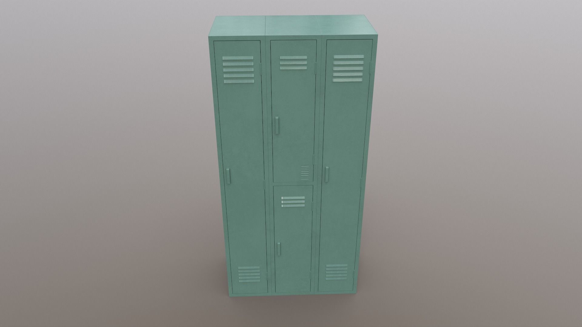 PBR School Gym Locker 04 - Green Light Low-poly 3D model_2
