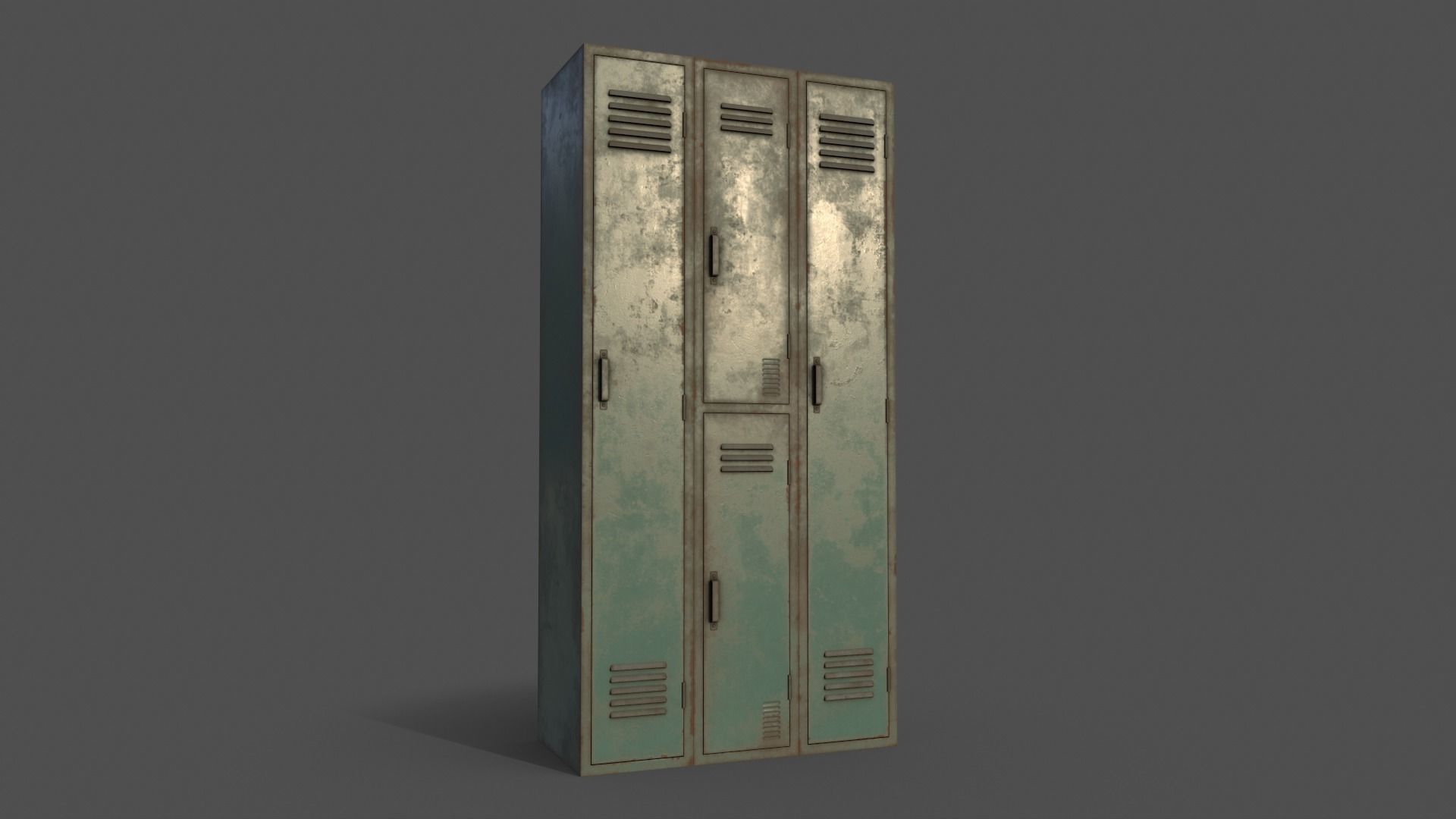 PBR School Gym Locker 04 - Green Light Low-poly 3D model_13