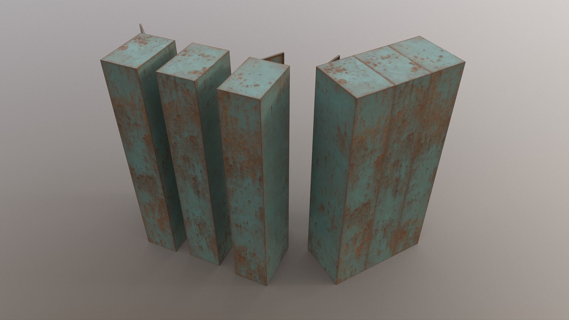 PBR School Gym Locker 04 - Green Light Low-poly 3D model_11