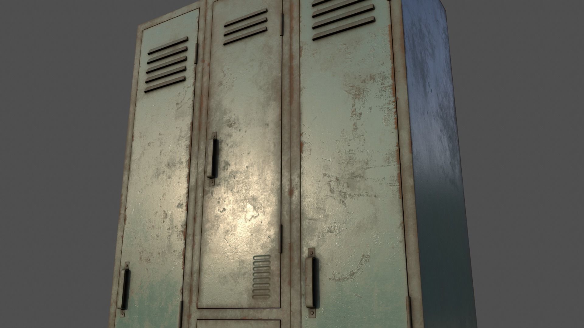 PBR School Gym Locker 04 - Green Light Low-poly 3D model_19