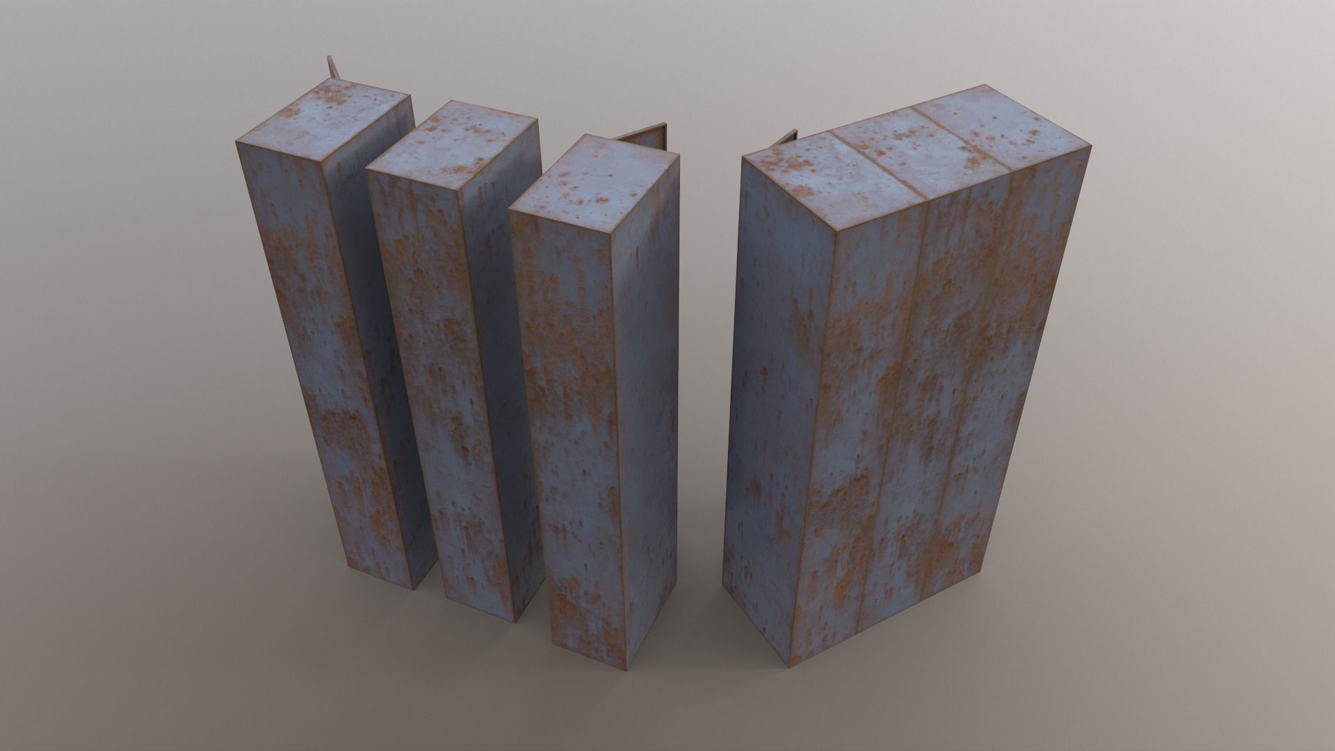 PBR School Gym Locker 04 - Grey Low-poly 3D model_11