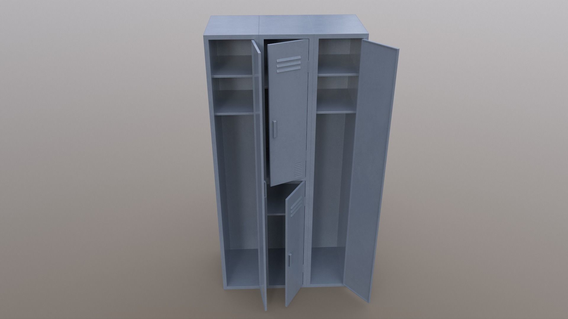 PBR School Gym Locker 04 - Grey Low-poly 3D model_4