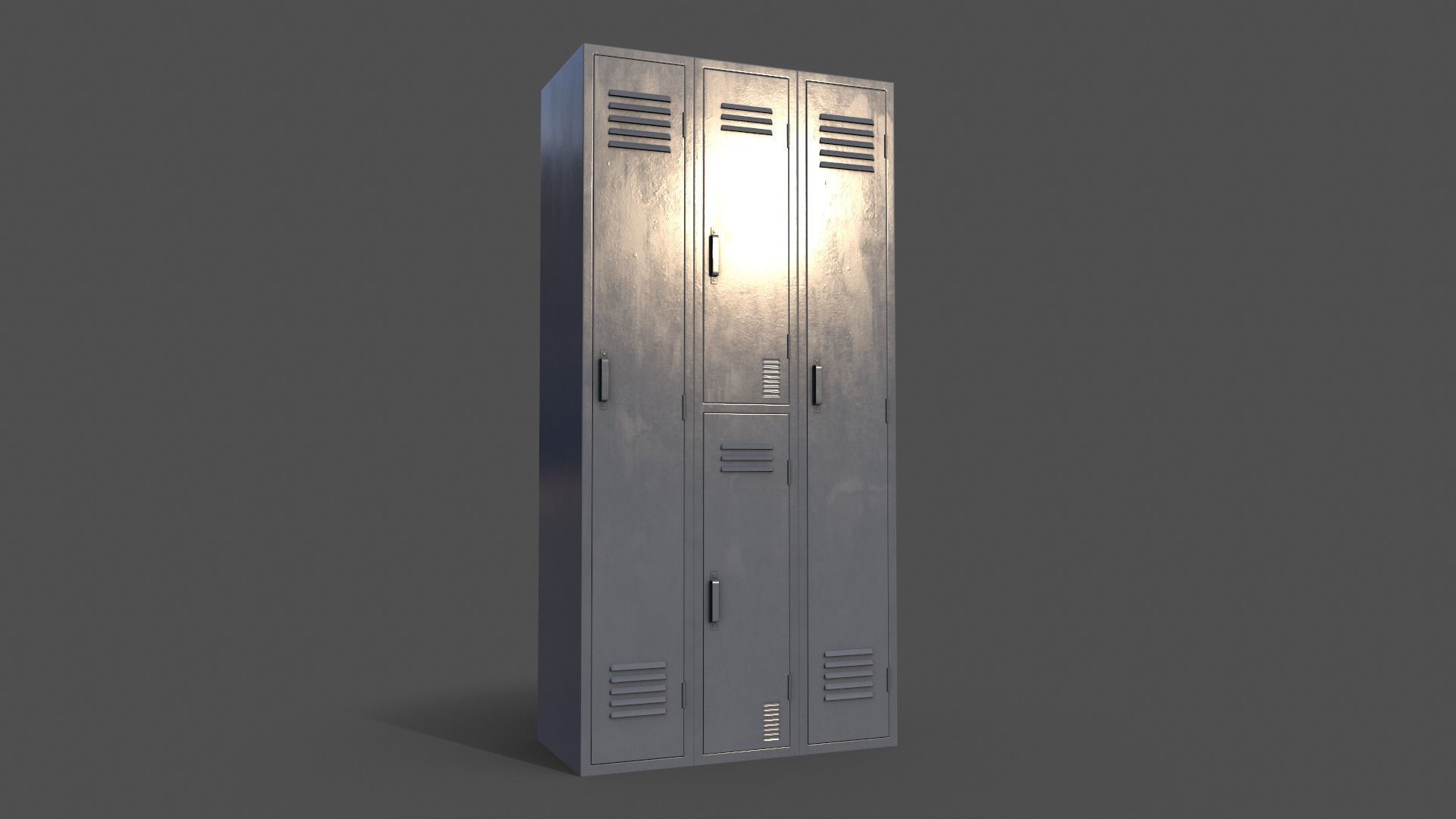 PBR School Gym Locker 04 - Grey Low-poly 3D model_12