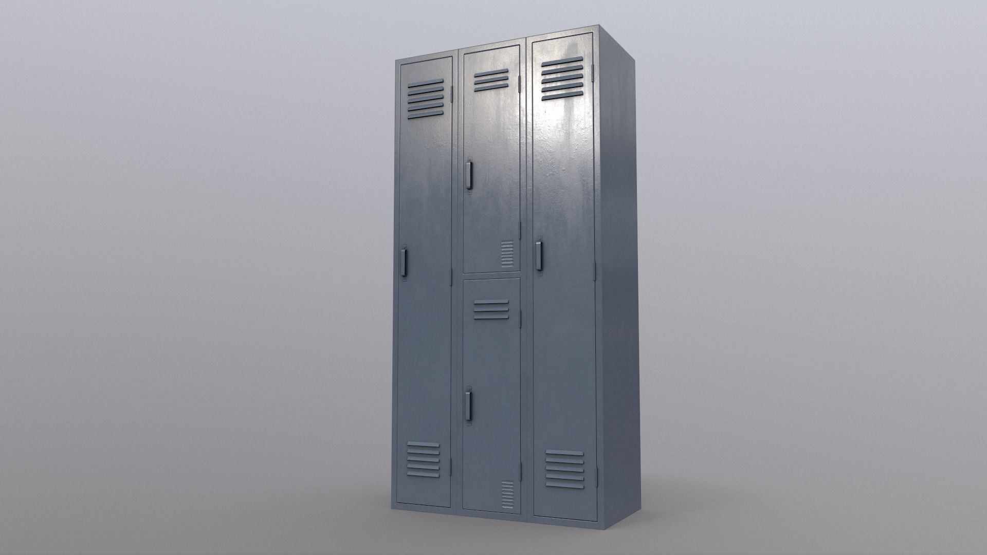 PBR School Gym Locker 04 - Grey Low-poly 3D model_15