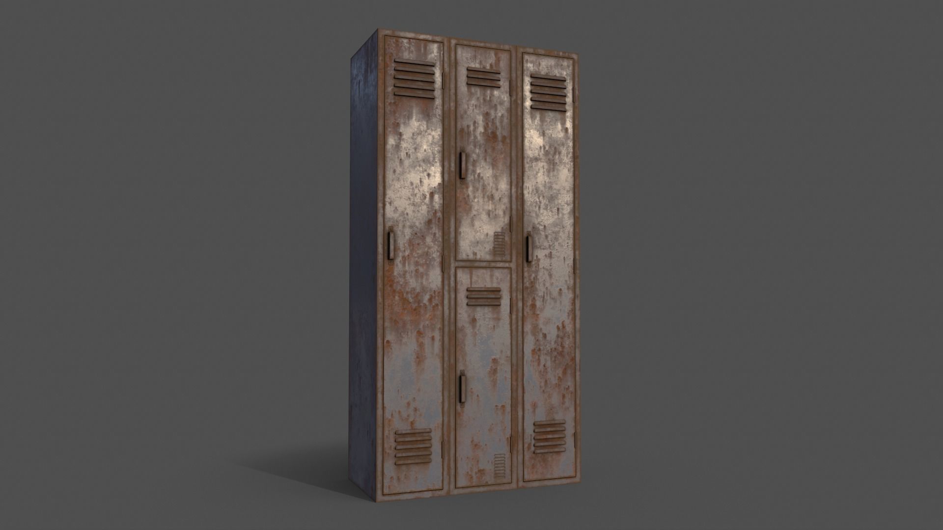 PBR School Gym Locker 04 - Grey Low-poly 3D model_14