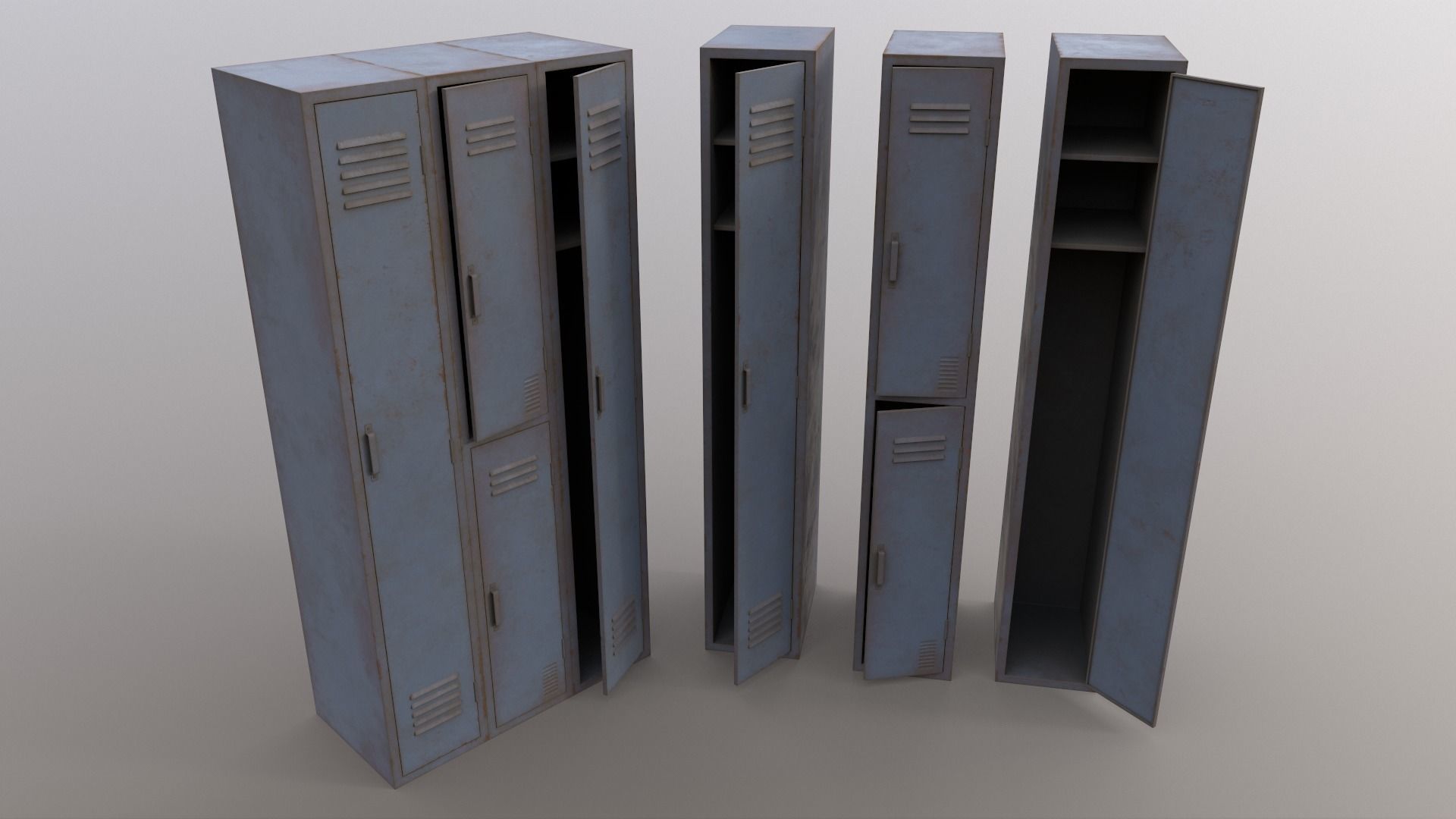 PBR School Gym Locker 04 - Grey Low-poly 3D model_9