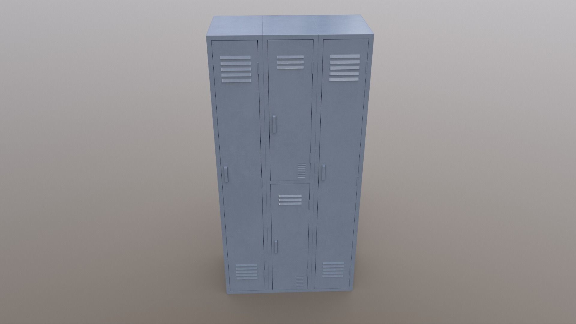 PBR School Gym Locker 04 - Grey Low-poly 3D model_2