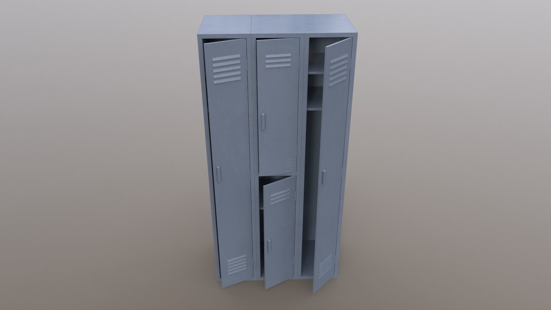 PBR School Gym Locker 04 - Grey Low-poly 3D model_3
